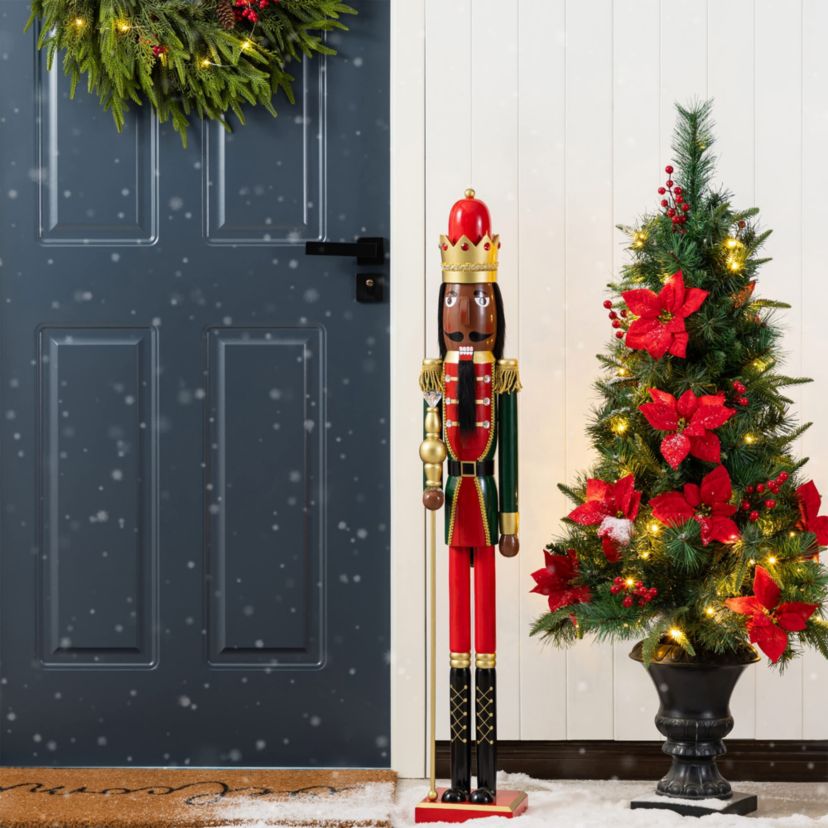 42"H Wooden Christmas African King Nutcracker