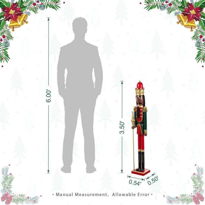 42"H Wooden Christmas African King Nutcracker