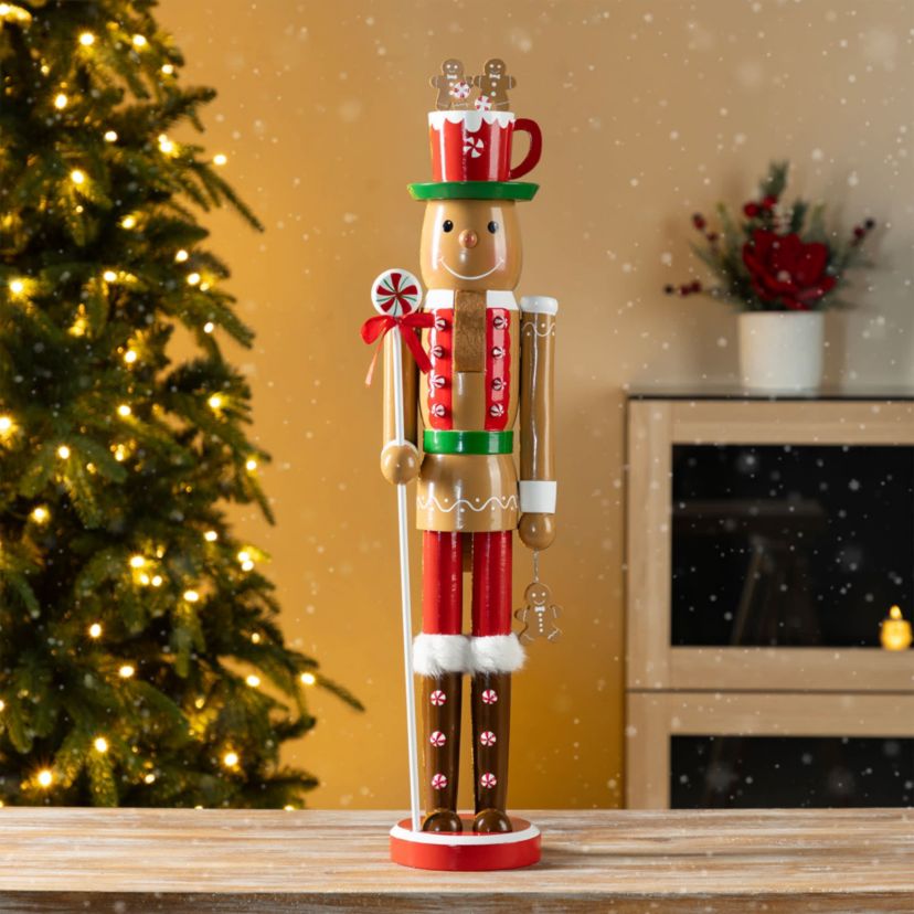 24"H Wooden Christmas Gingerbread Man Nutcracker