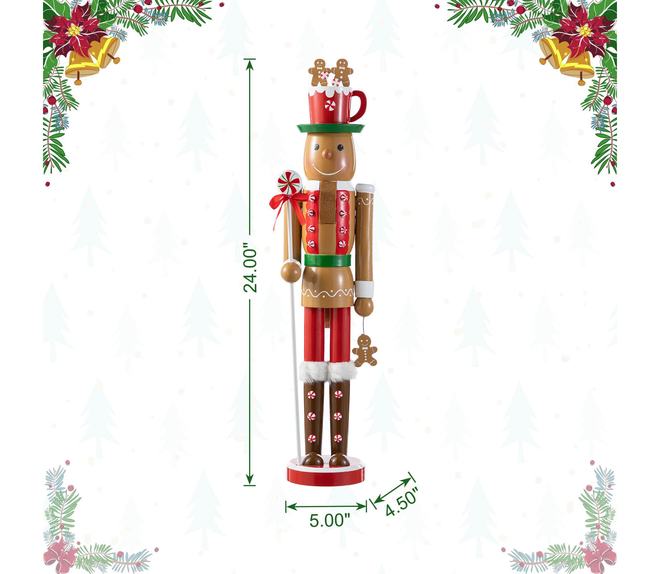 24"H Wooden Christmas Gingerbread Man Nutcracker