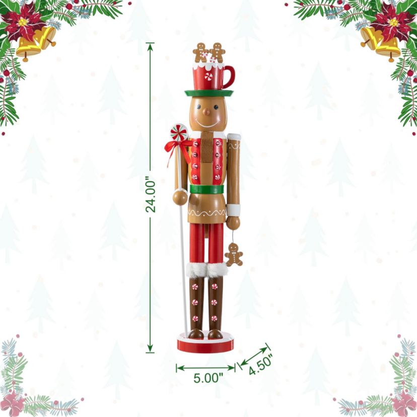 24"H Wooden Christmas Gingerbread Man Nutcracker