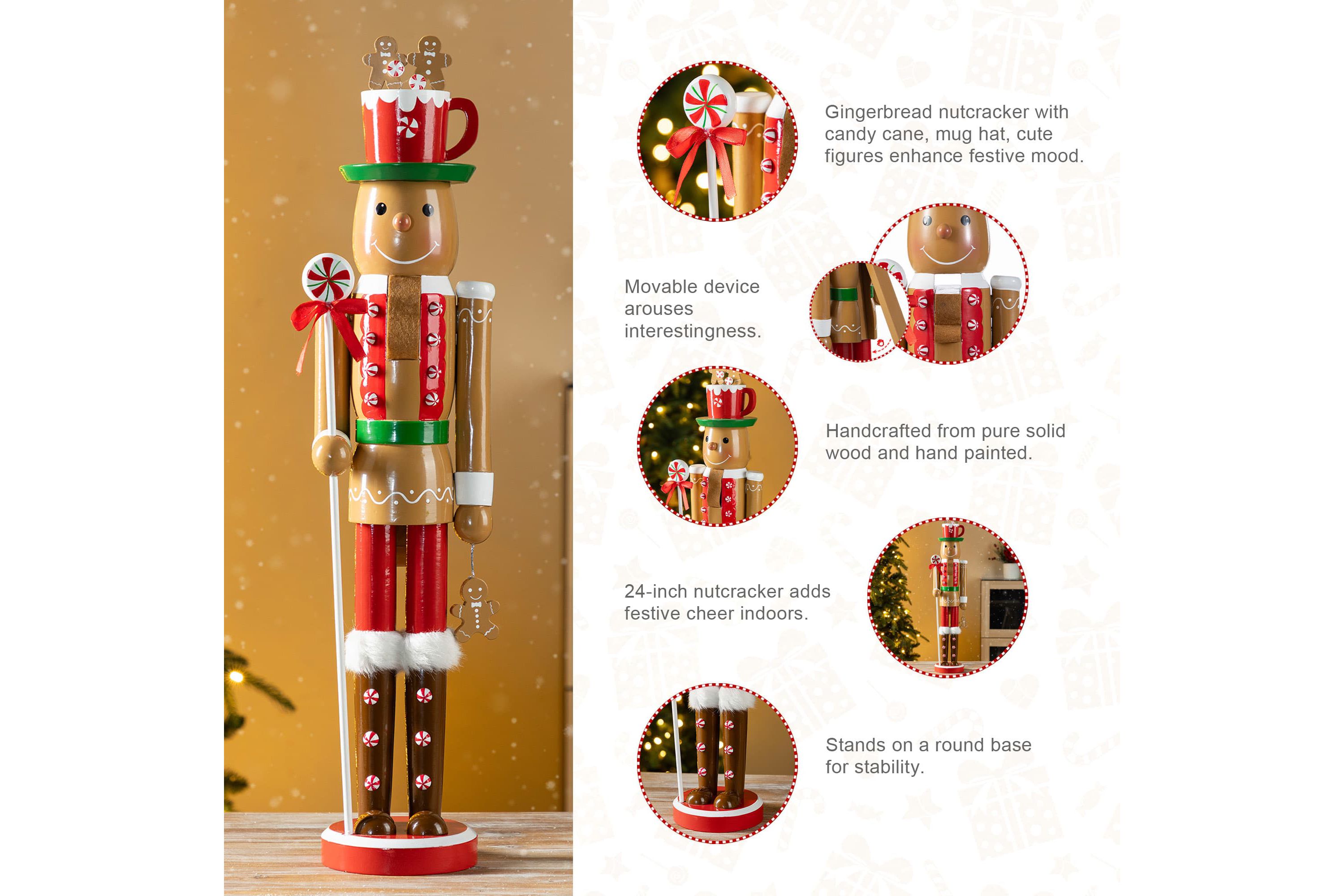 24"H Wooden Christmas Gingerbread Man Nutcracker