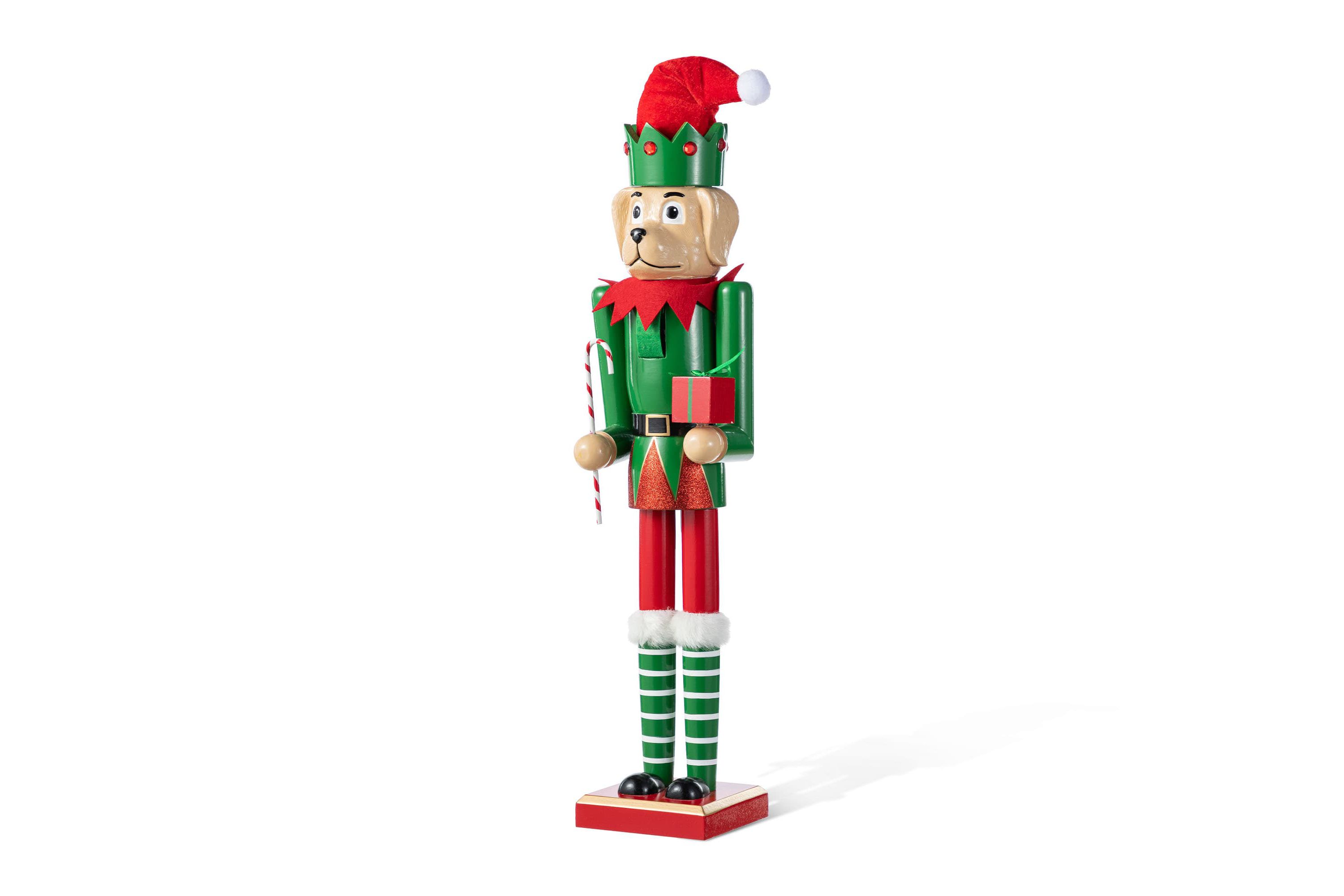 23.5"H Wooden Christmas Elf Dog Nutcracker