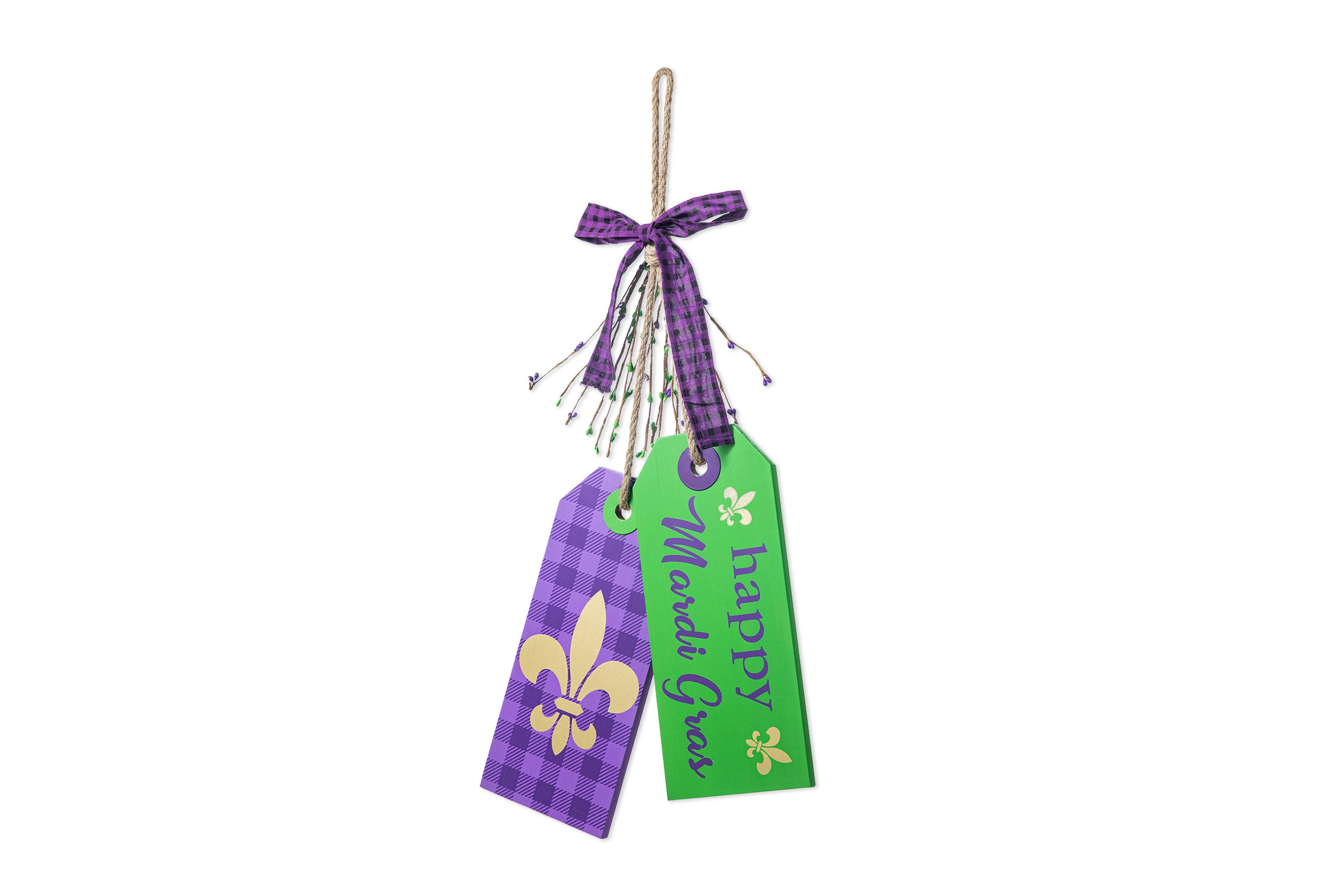25.5"H Happy Mardi Gras  Day Wooden Bookmark Door Hanger