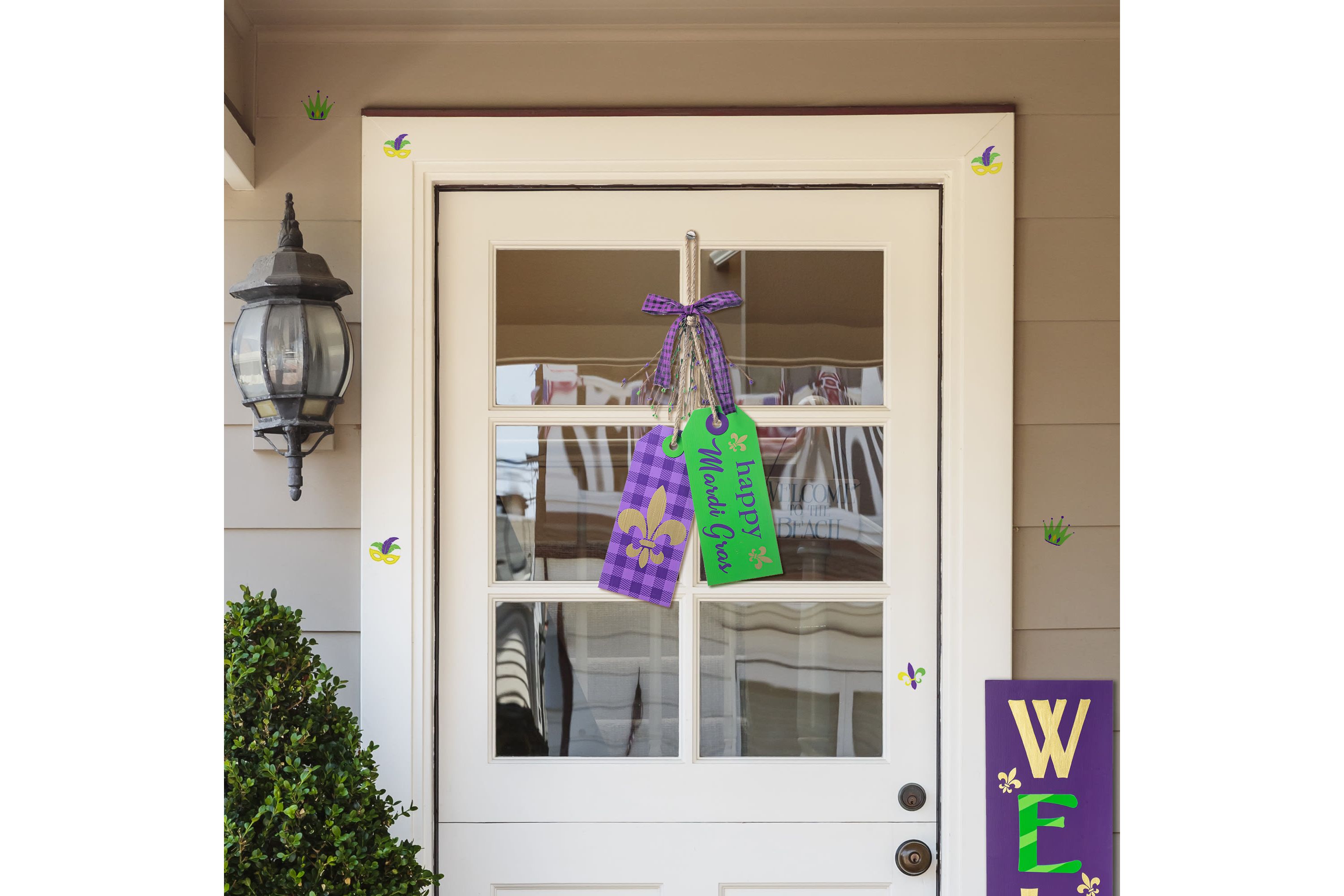 25.5"H Happy Mardi Gras  Day Wooden Bookmark Door Hanger