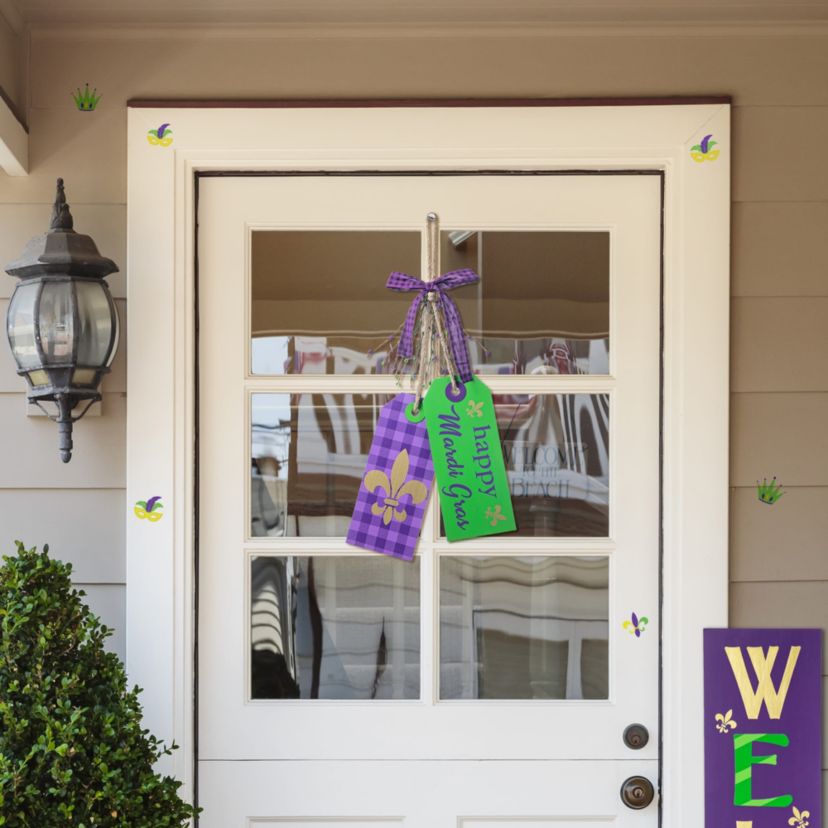 25.5"H Happy Mardi Gras  Day Wooden Bookmark Door Hanger