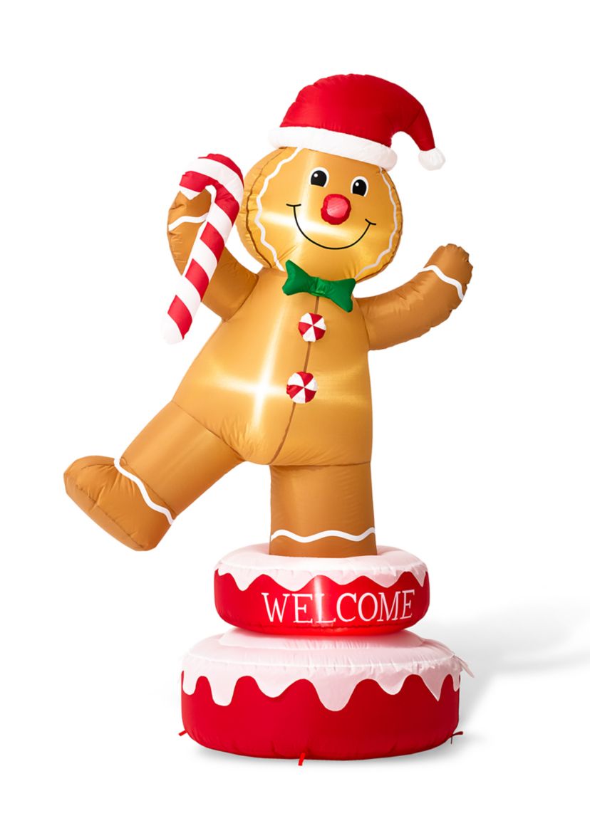 6-foot Lighted Inflatable Rotating Gingerbread Man Décor