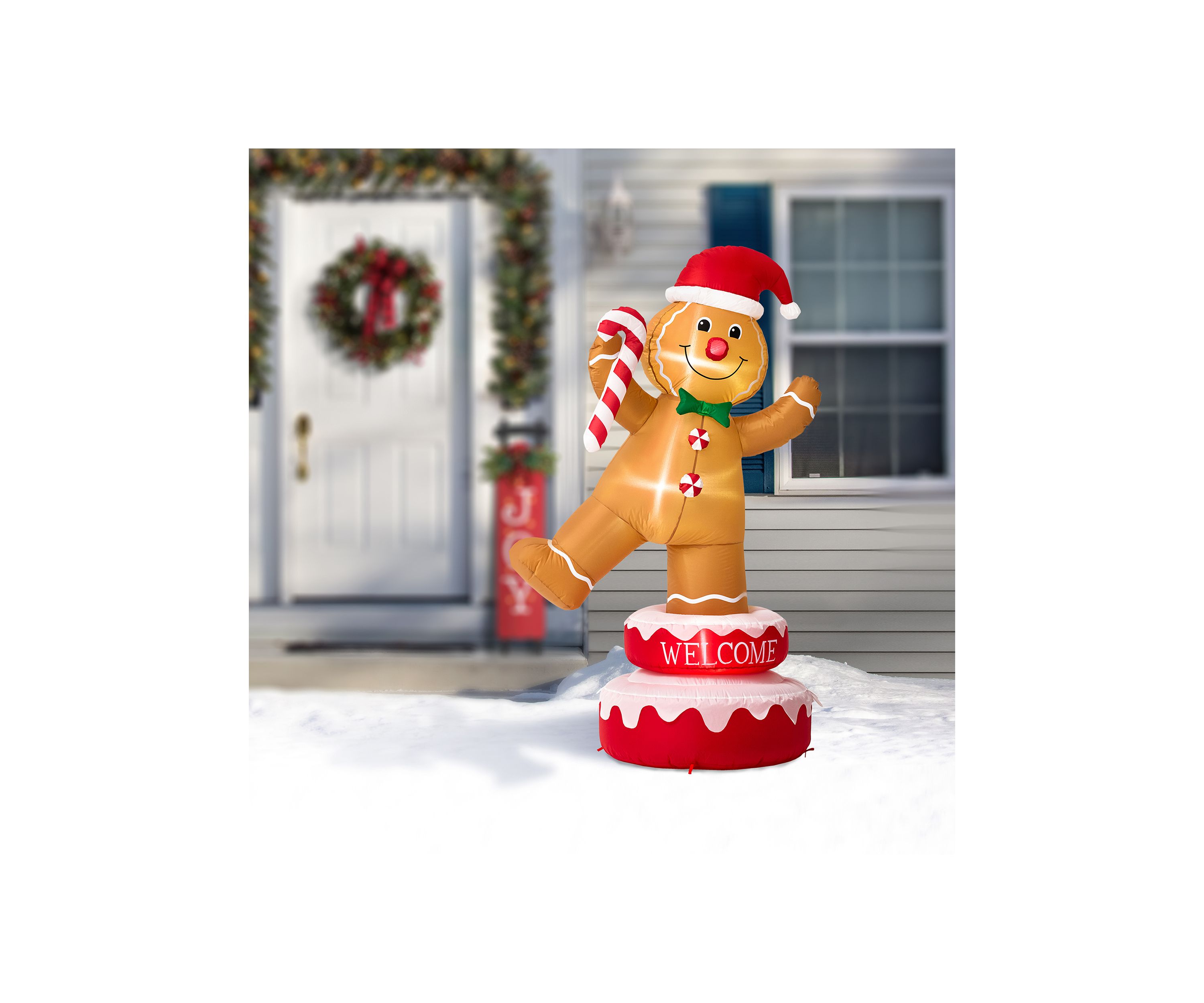 6-foot Lighted Inflatable Rotating Gingerbread Man Décor
