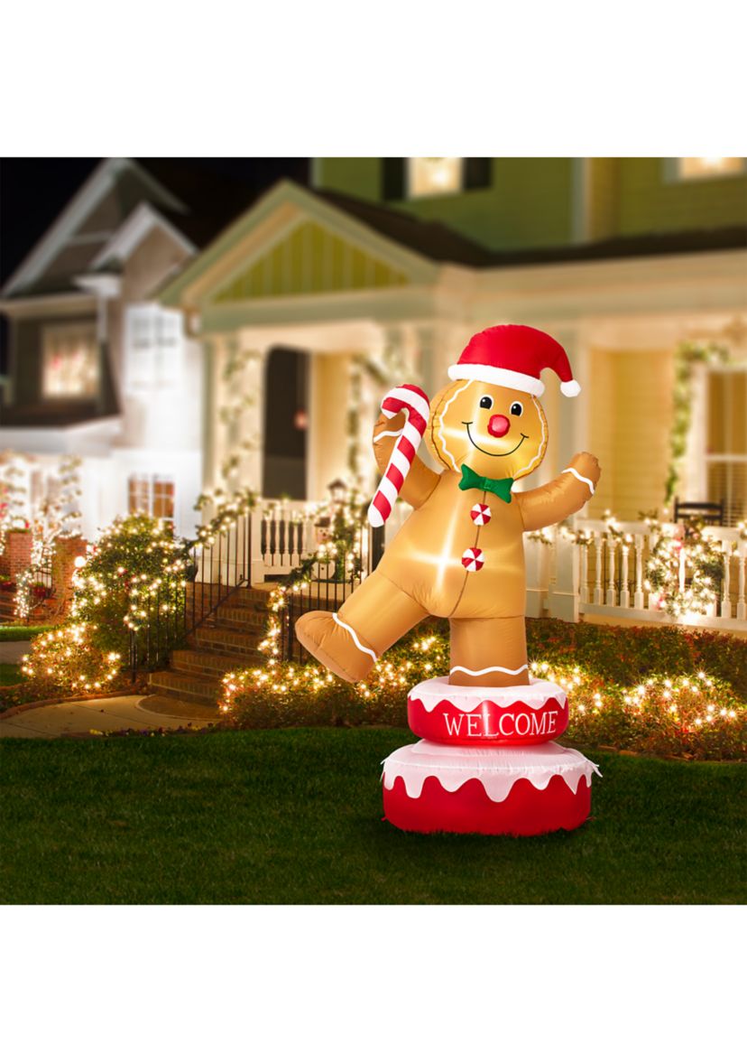 6-foot Lighted Inflatable Rotating Gingerbread Man Décor