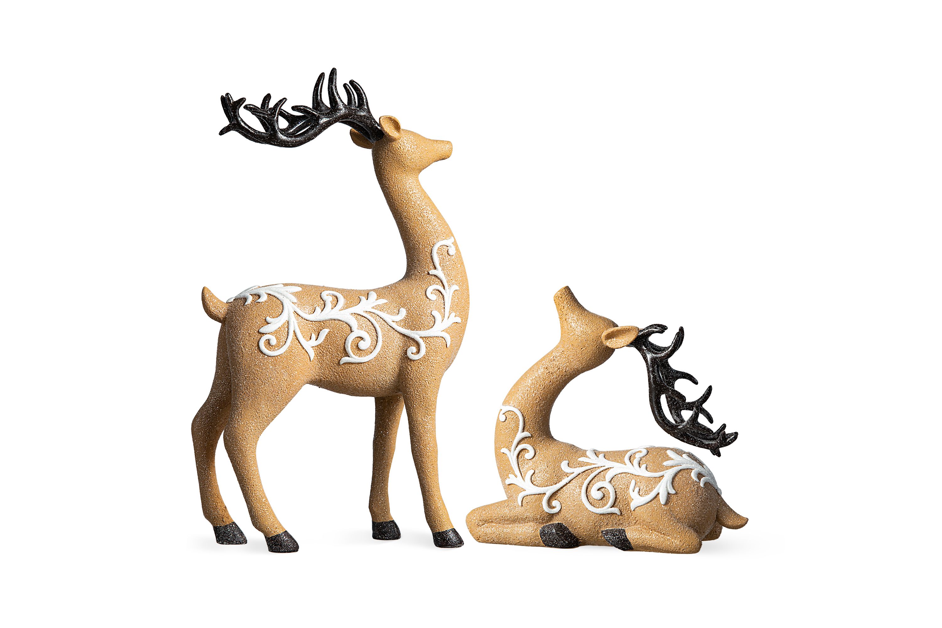 Set of 2 Resin Christmas Reindeer Table Decor