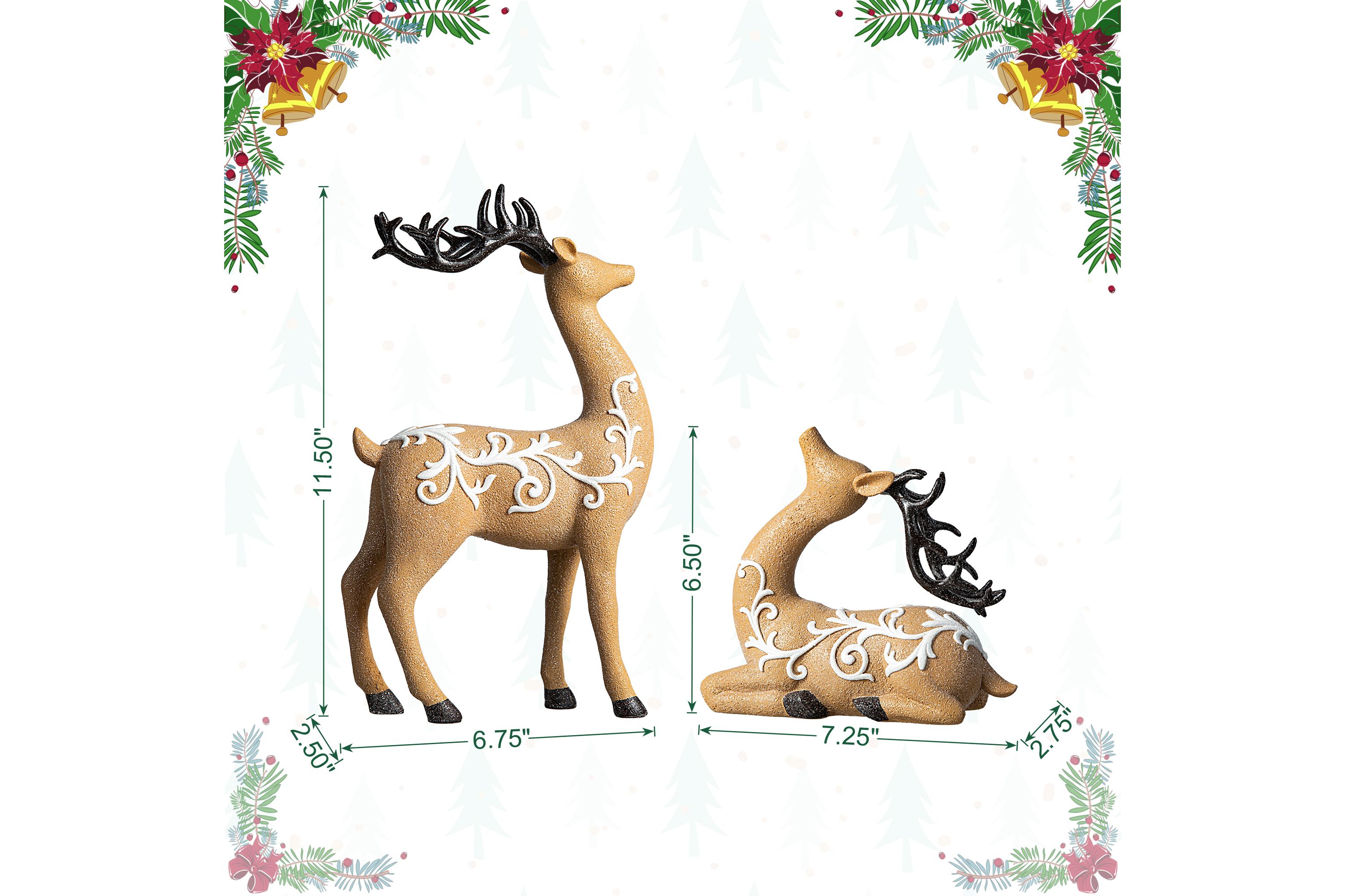 Set of 2 Resin Christmas Reindeer Table Decor