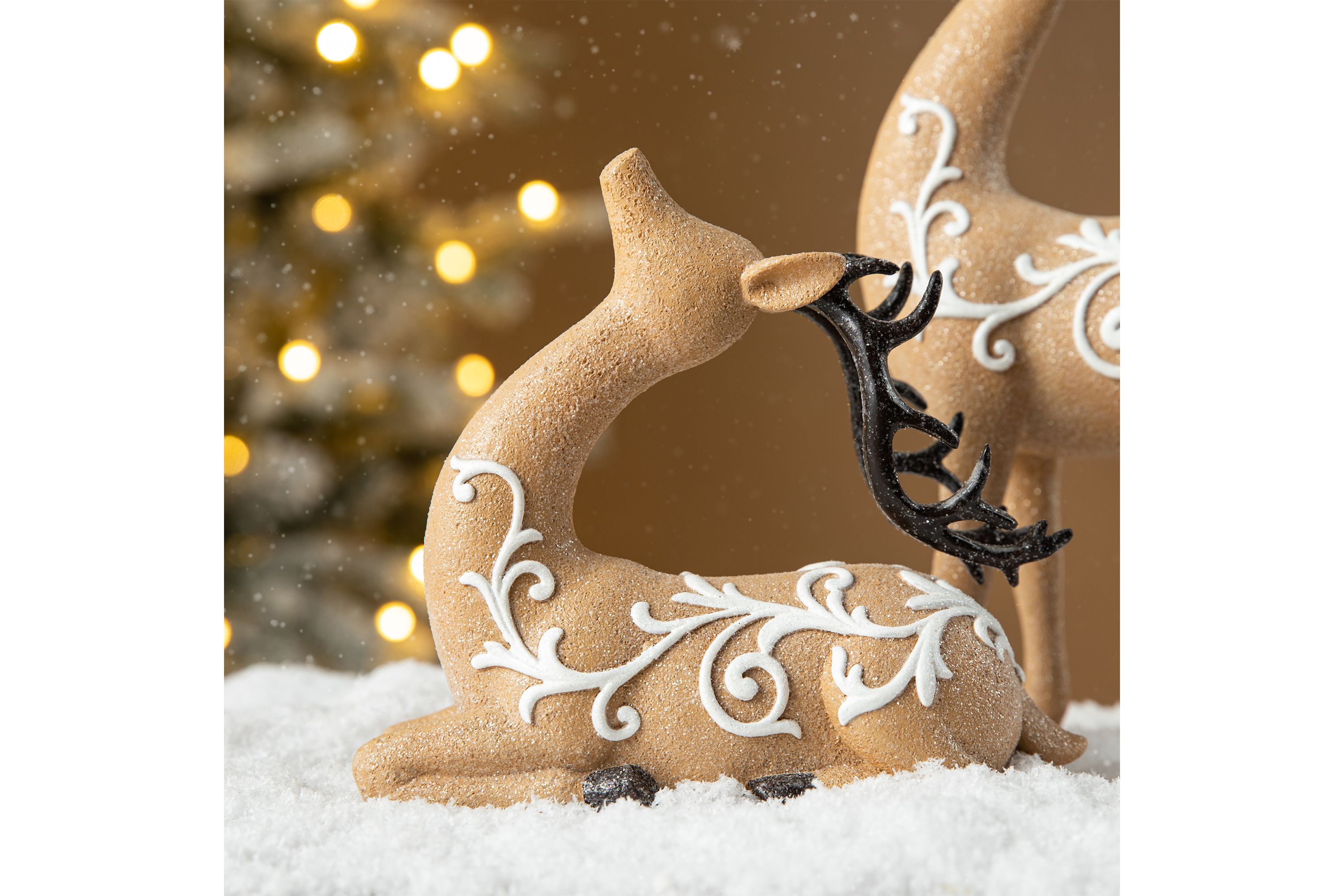 Set of 2 Resin Christmas Reindeer Table Decor