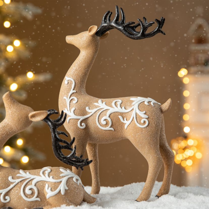 Set of 2 Resin Christmas Reindeer Table Decor