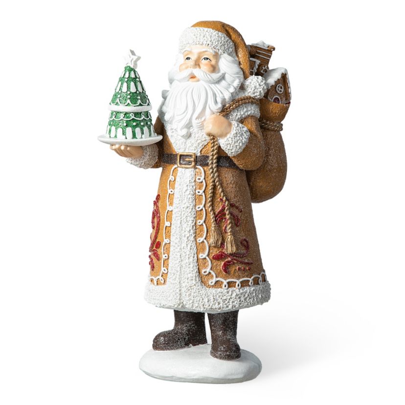 11.5"H Resin Christmas Gingerbread Santa Table Decor