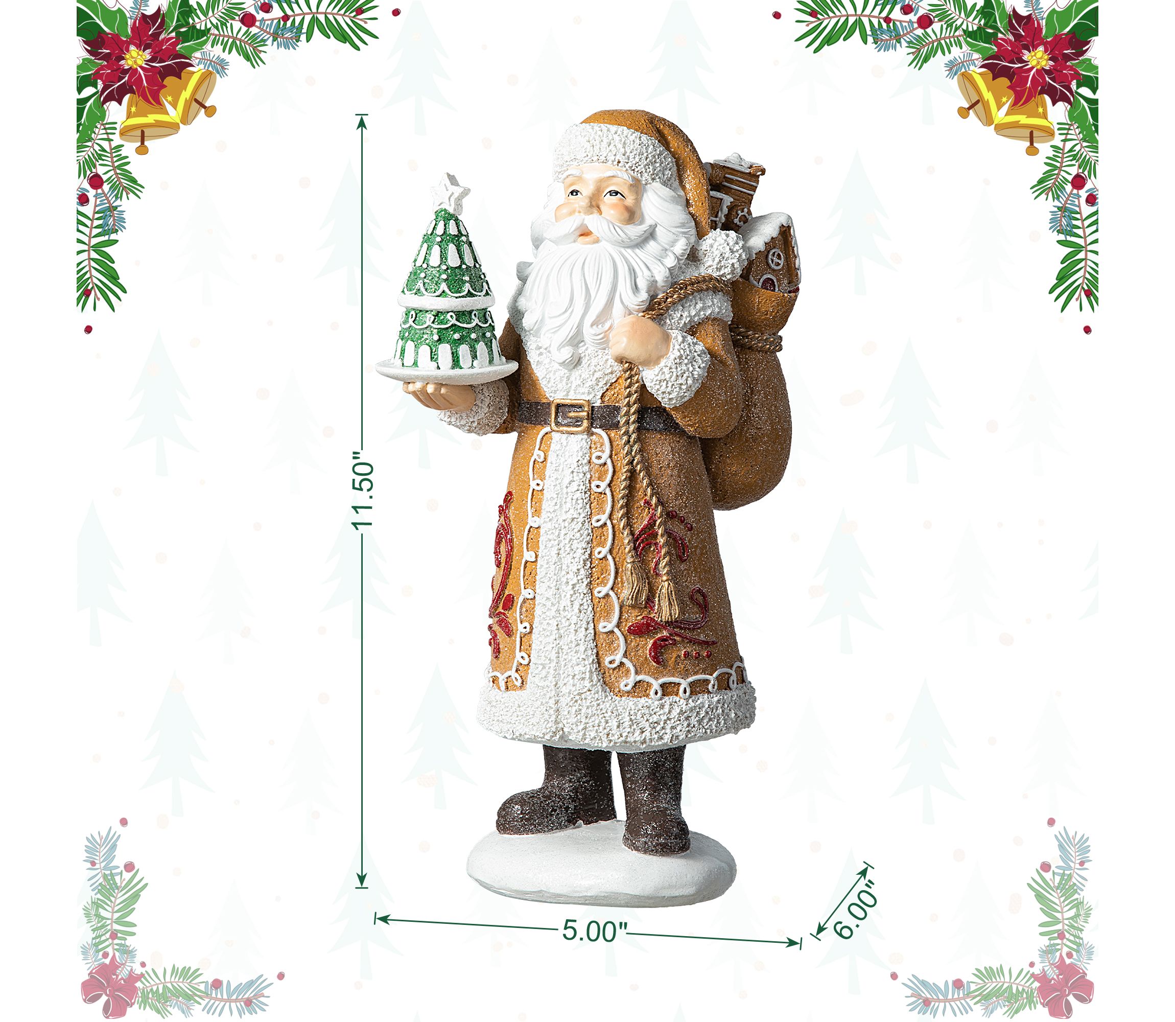 11.5"H Resin Christmas Gingerbread Santa Table Decor