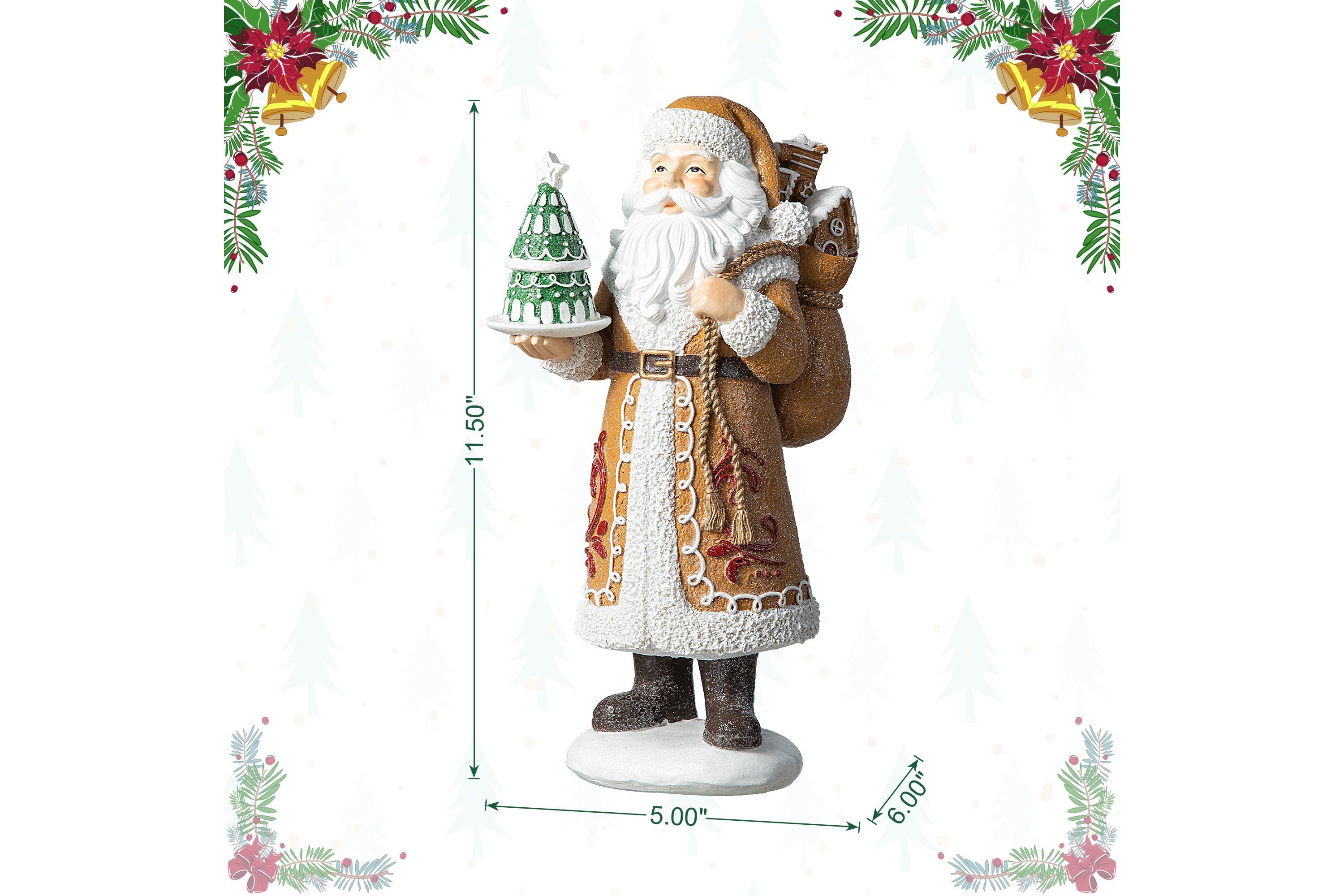 11.5"H Resin Christmas Gingerbread Santa Table Decor