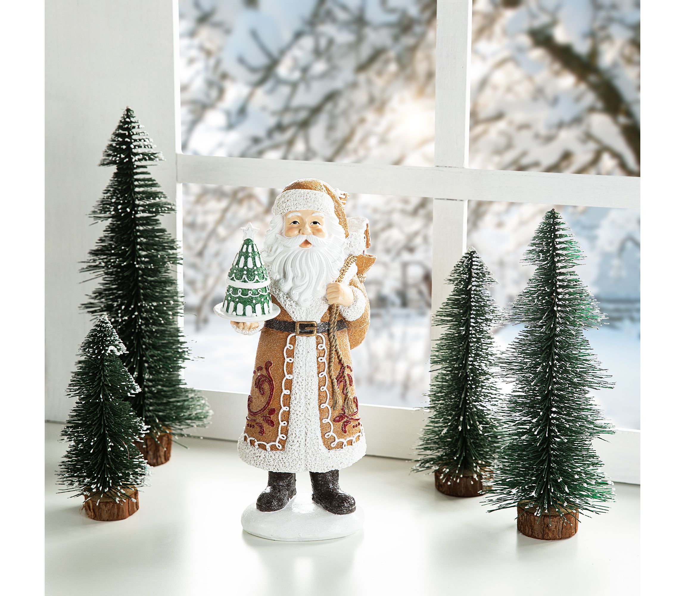 11.5"H Resin Christmas Gingerbread Santa Table Decor