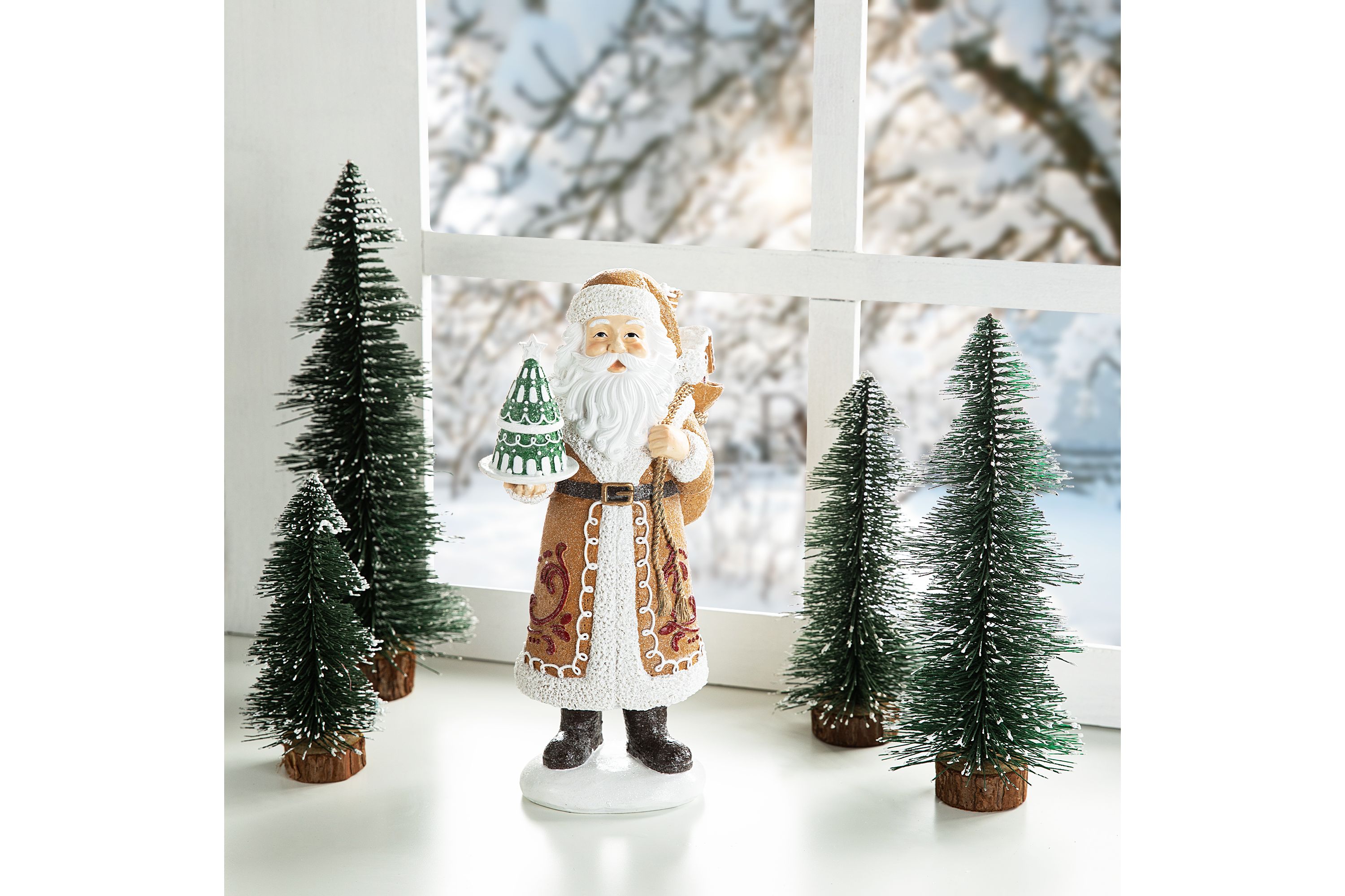 11.5"H Resin Christmas Gingerbread Santa Table Decor