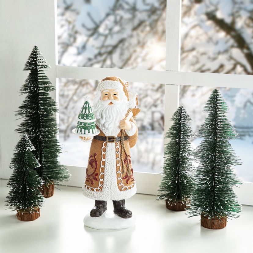 11.5"H Resin Christmas Gingerbread Santa Table Decor