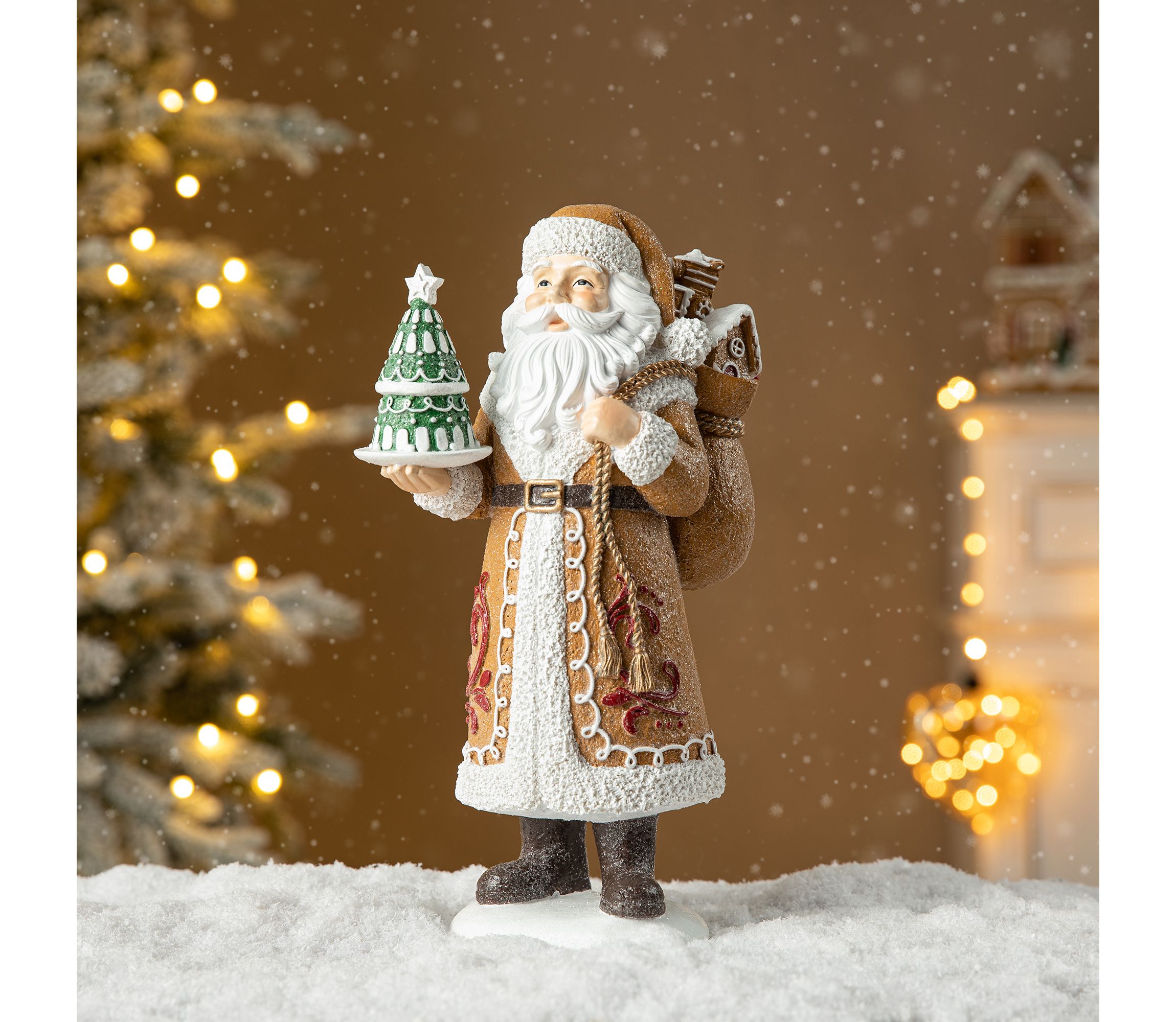 11.5"H Resin Christmas Gingerbread Santa Table Decor