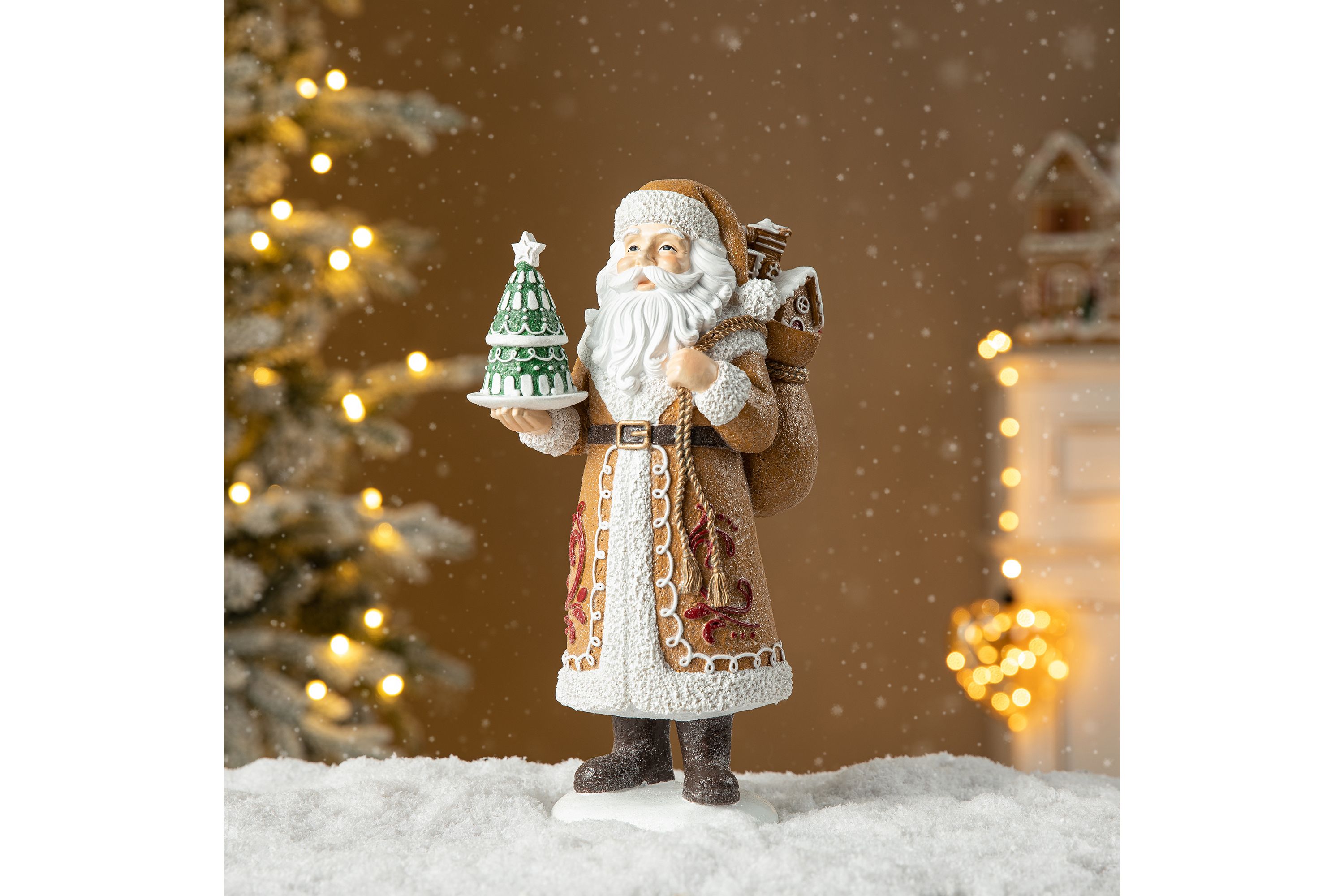 11.5"H Resin Christmas Gingerbread Santa Table Decor