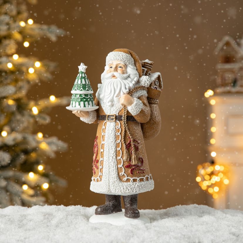 11.5"H Resin Christmas Gingerbread Santa Table Decor