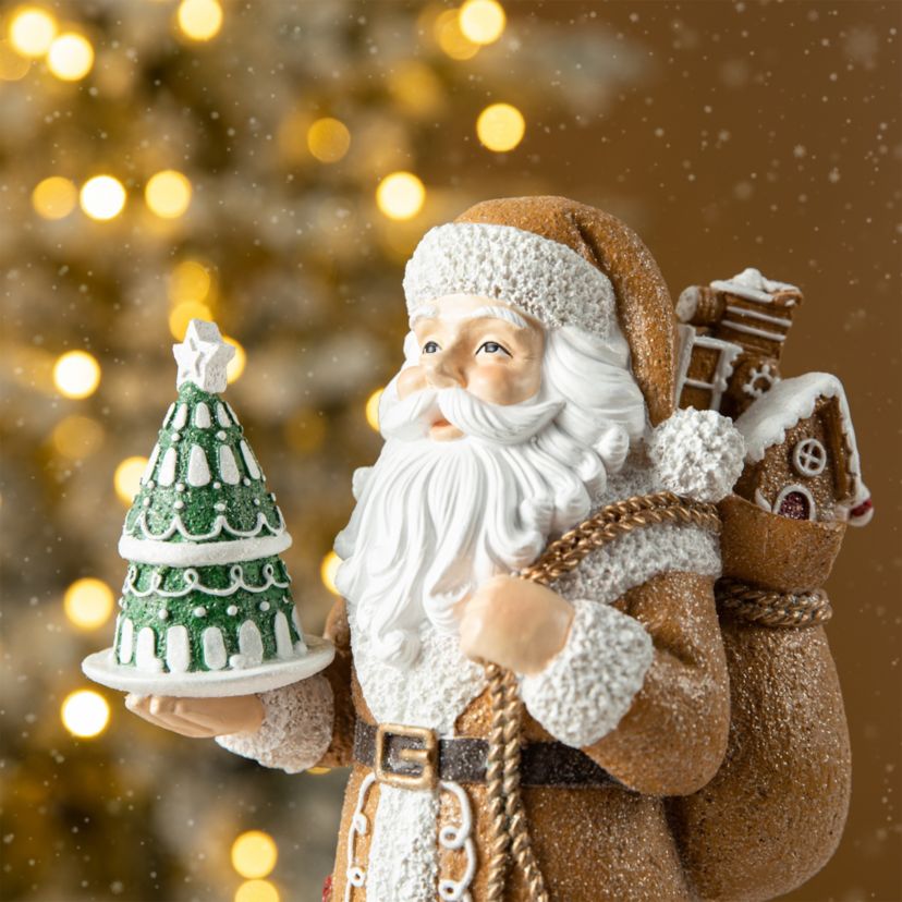 11.5"H Resin Christmas Gingerbread Santa Table Decor