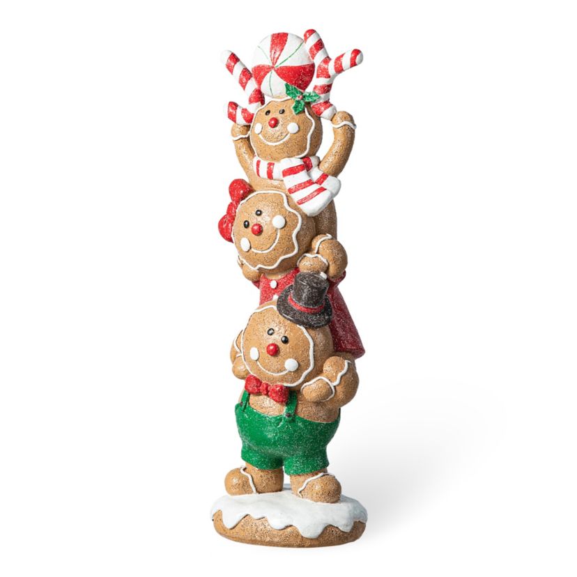 12.5"H Christmas Resin Stacked Gingerbread Table Decor