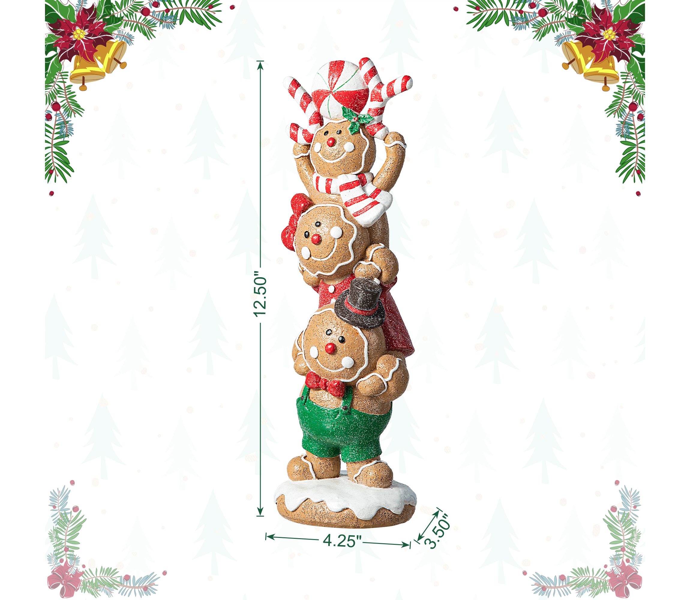12.5"H Christmas Resin Stacked Gingerbread Table Decor
