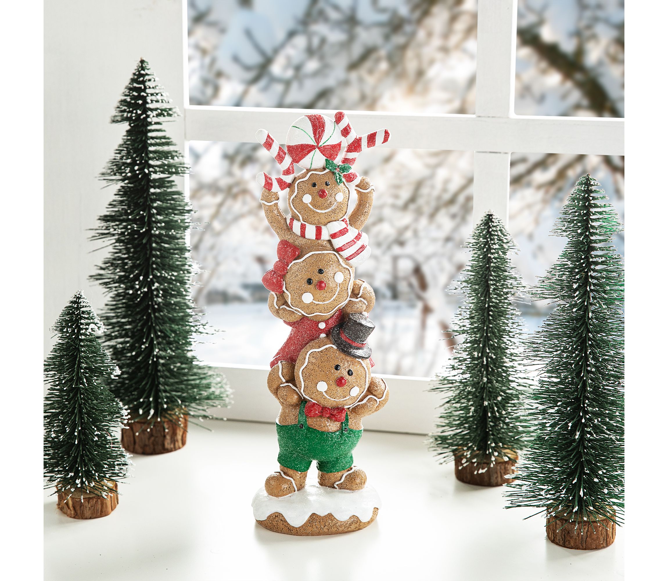 12.5"H Christmas Resin Stacked Gingerbread Table Decor