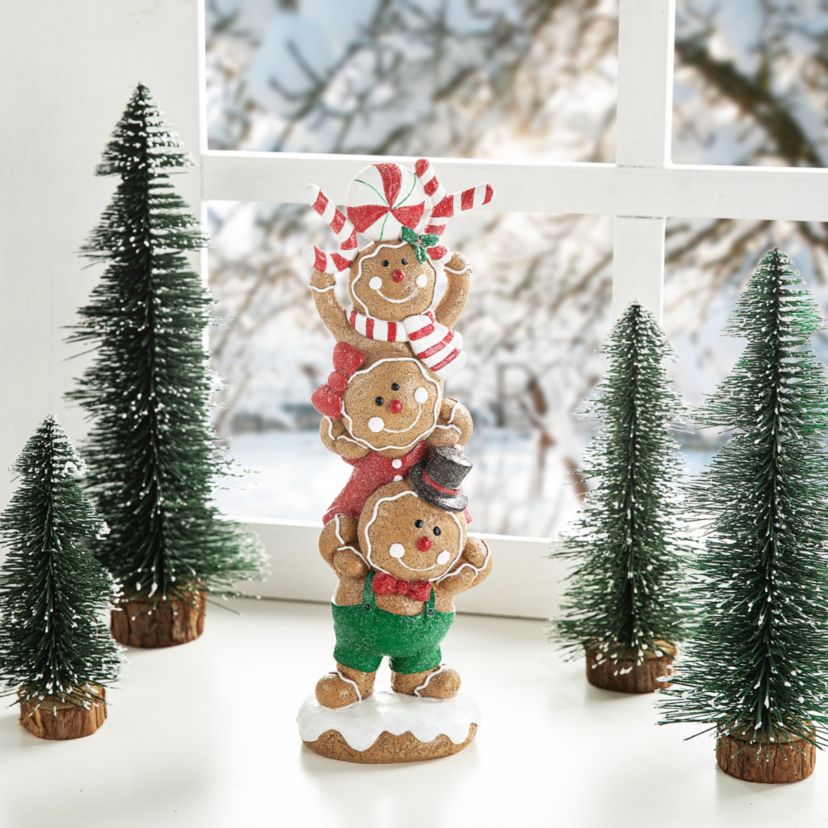 12.5"H Christmas Resin Stacked Gingerbread Table Decor