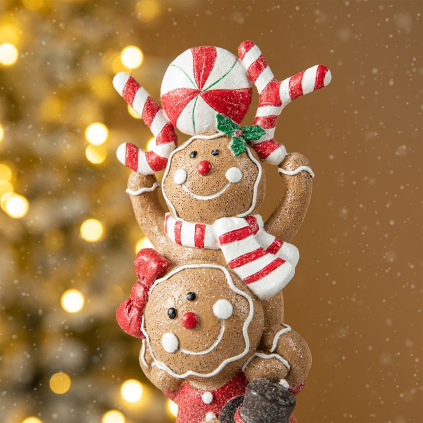 12.5"H Christmas Resin Stacked Gingerbread Table Decor