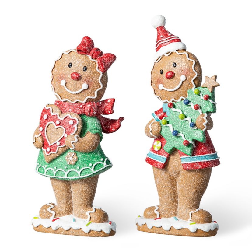 9.75H Set of 2 Resin Christmas Gingerbread Table Decor