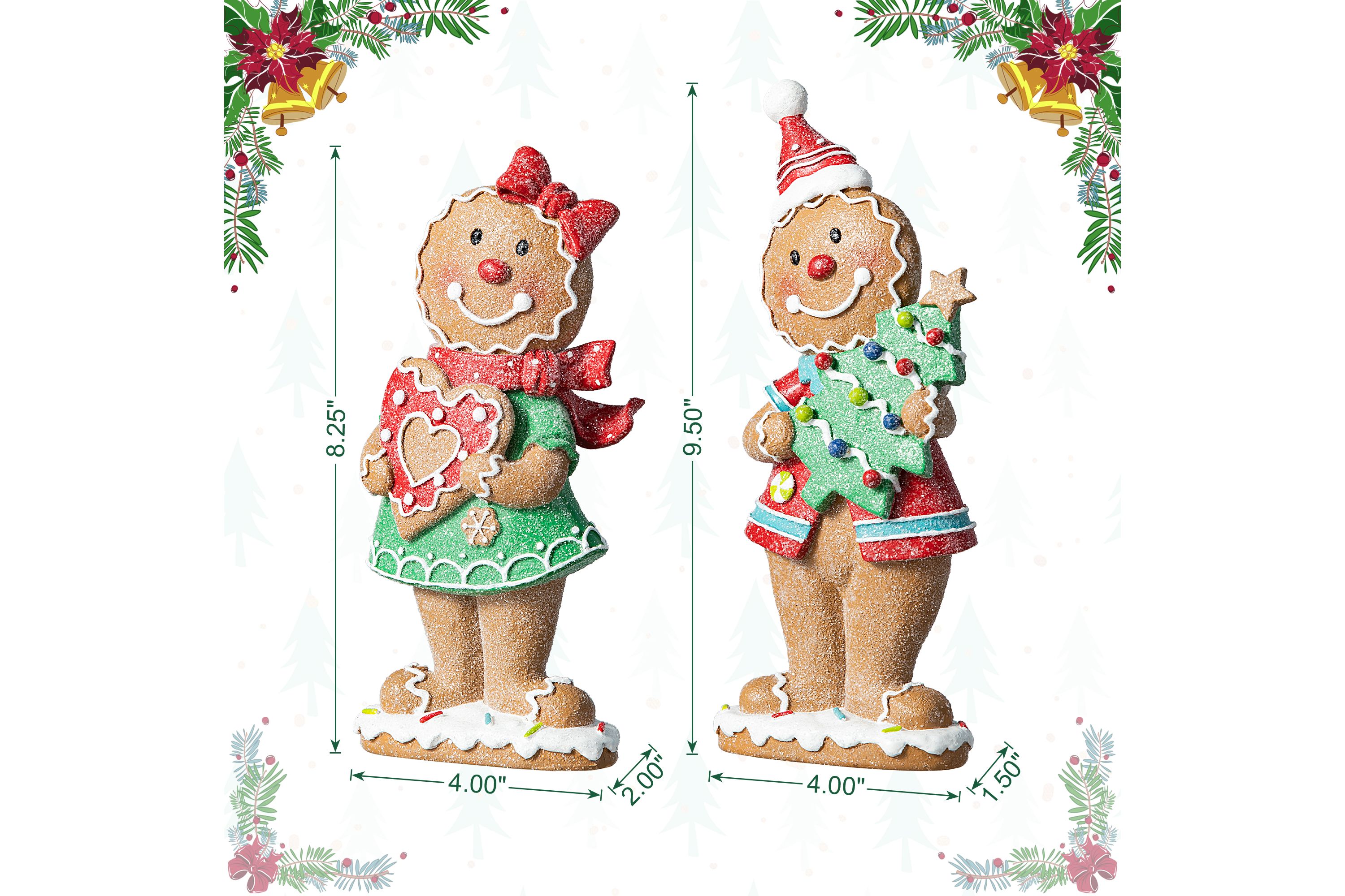 9.75H Set of 2 Resin Christmas Gingerbread Table Decor