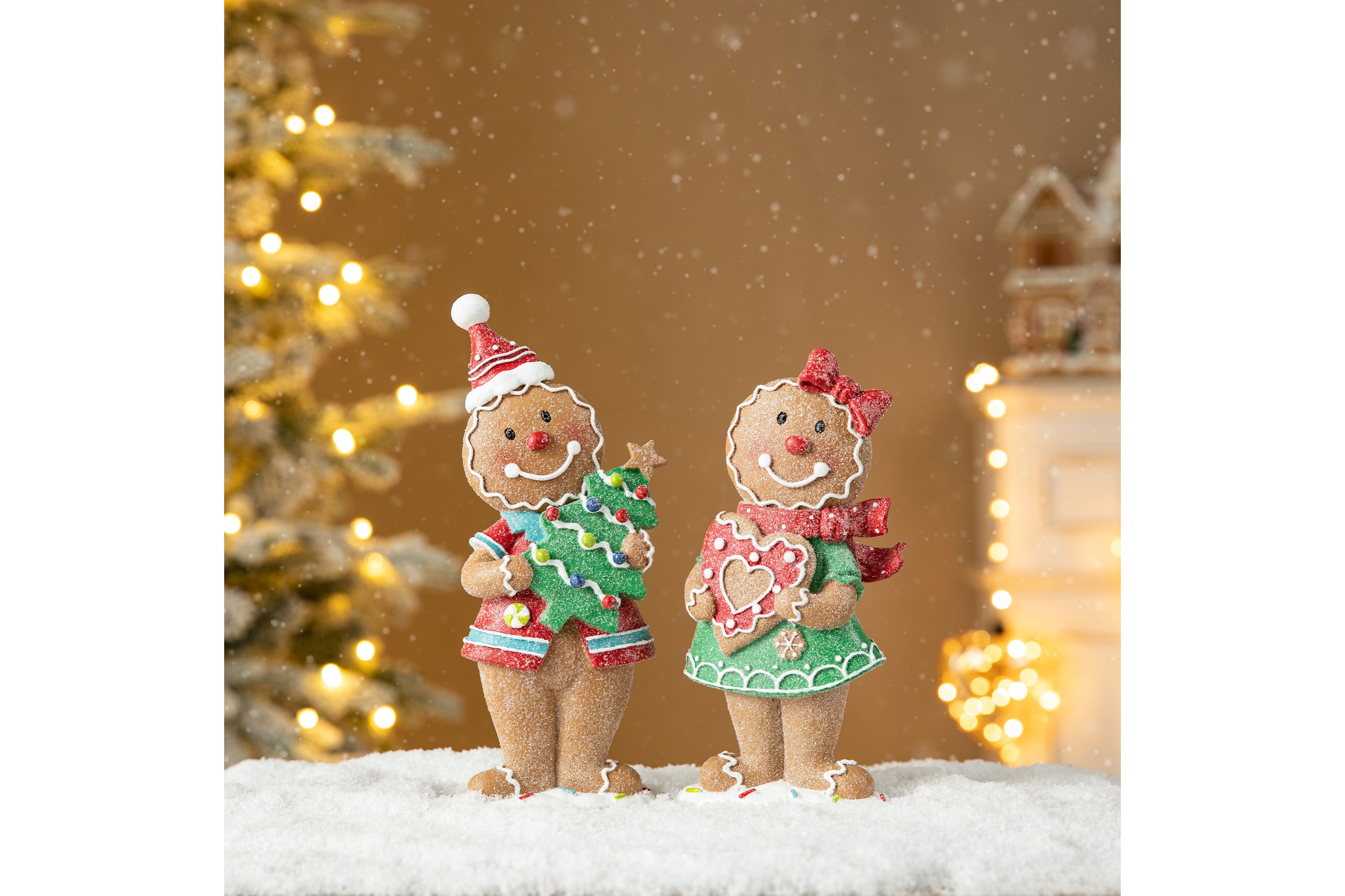 9.75H Set of 2 Resin Christmas Gingerbread Table Decor