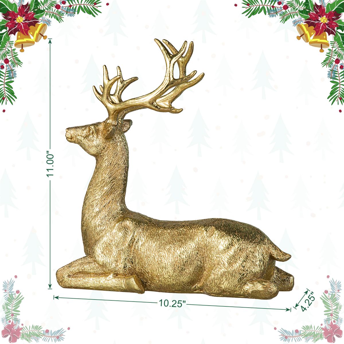 11H Resin Christmas Lying Reindeer Table Decor