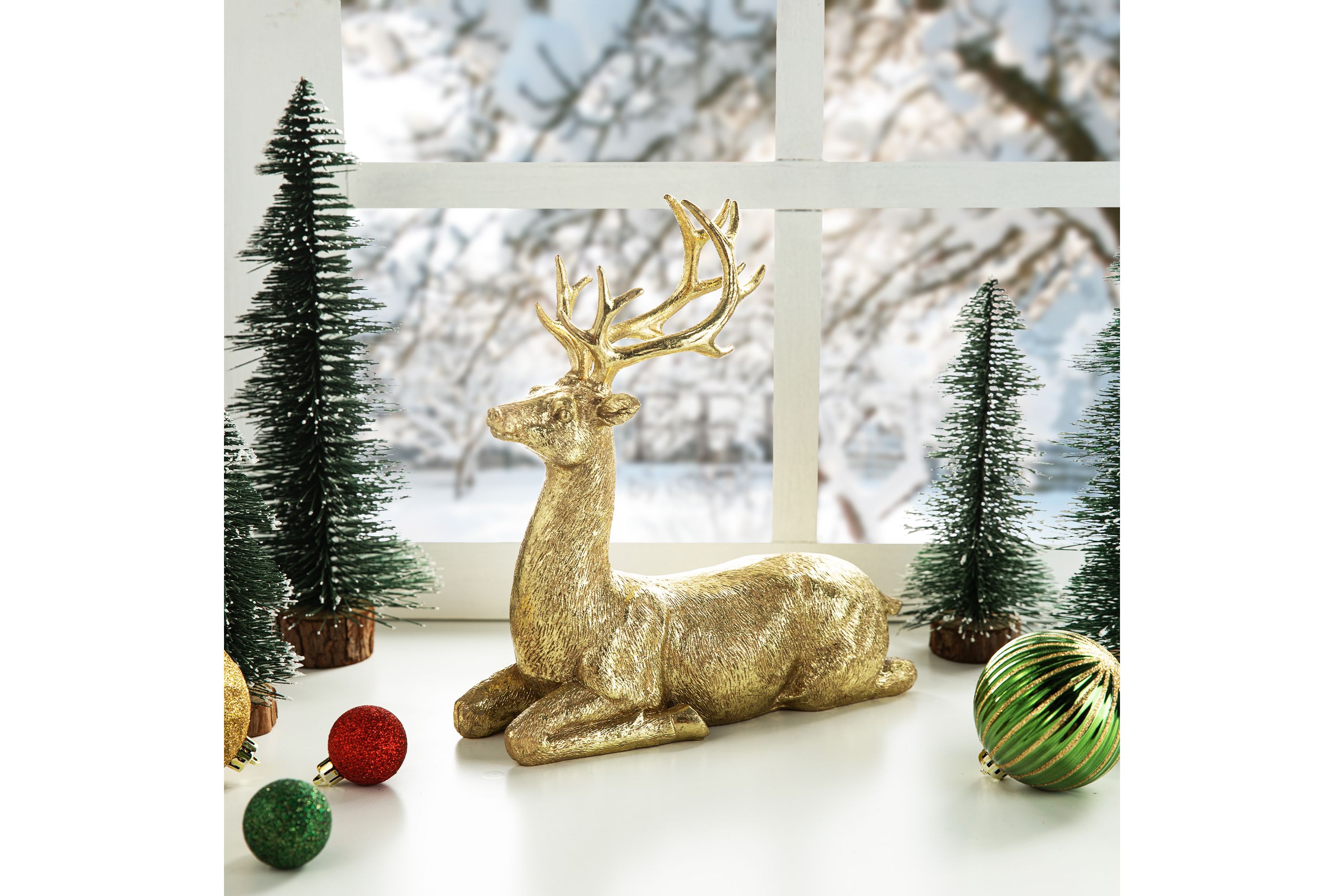 11H Resin Christmas Lying Reindeer Table Decor