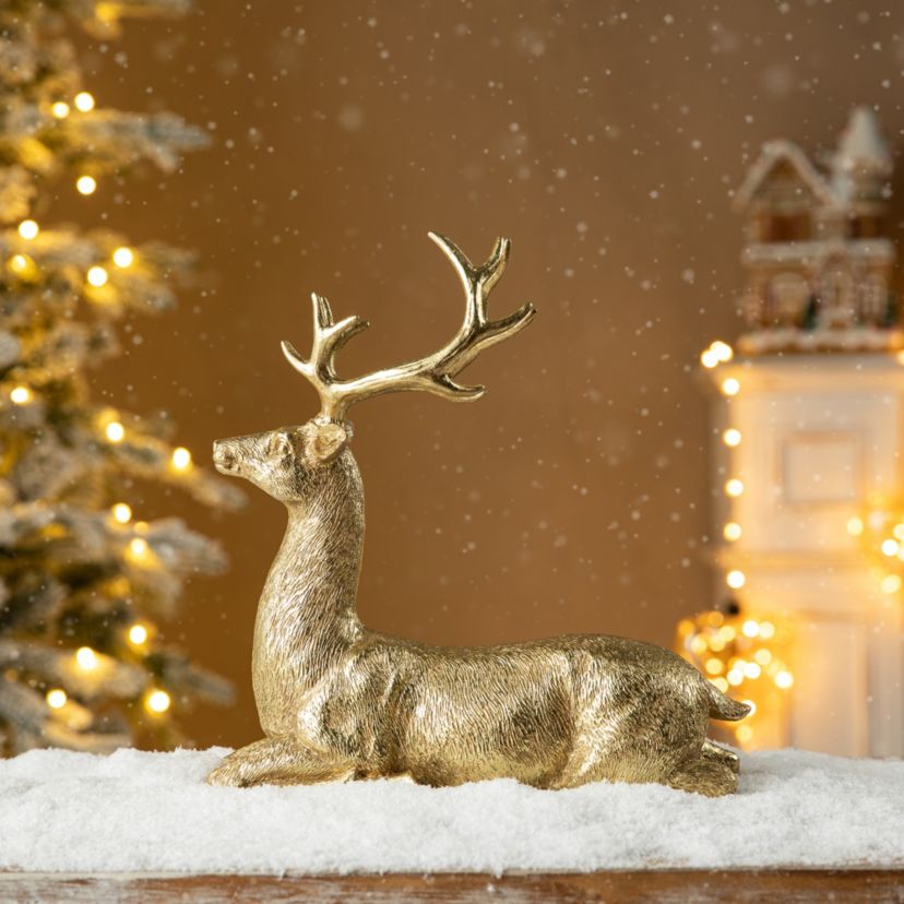 11H Resin Christmas Lying Reindeer Table Decor
