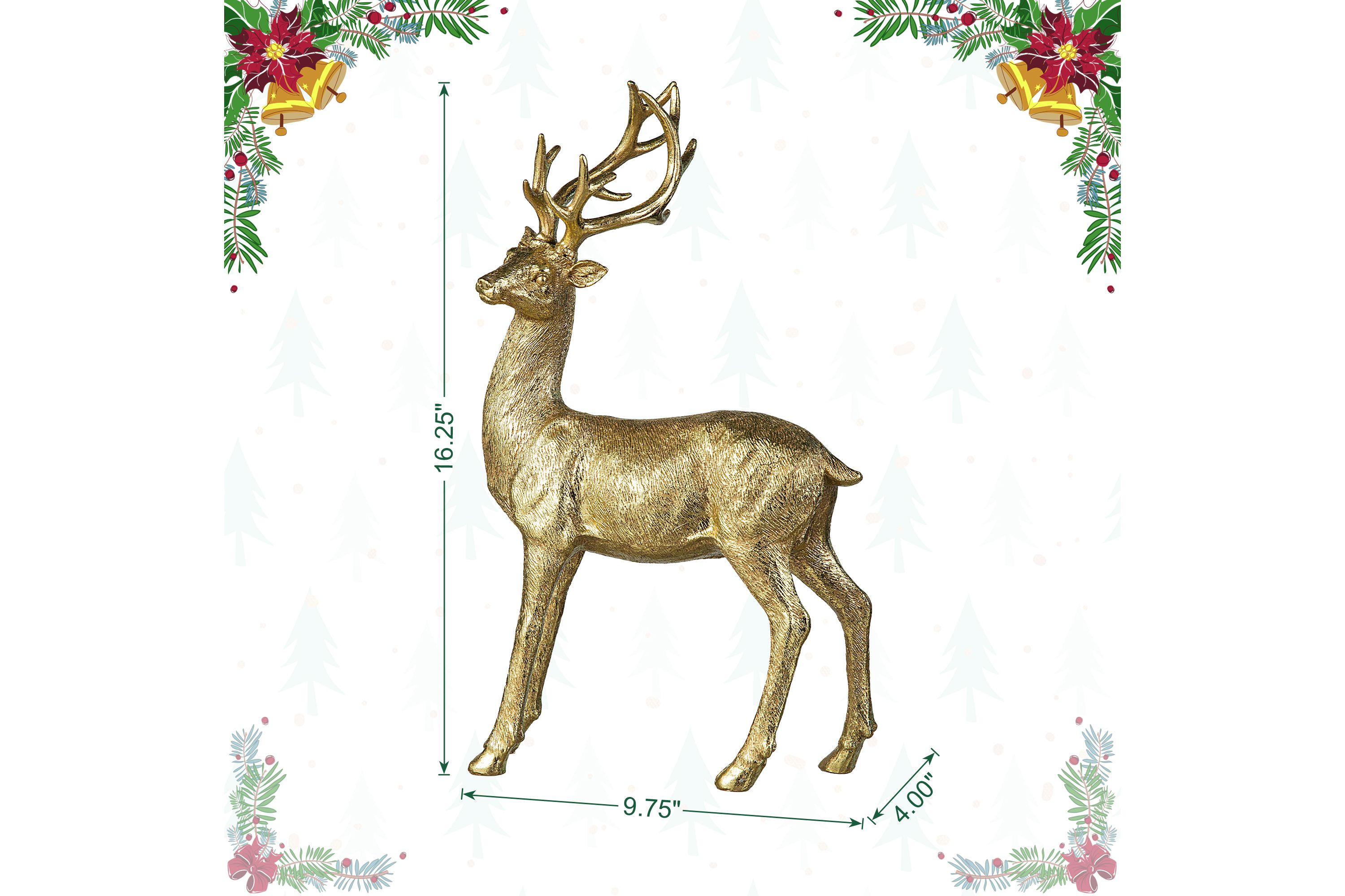 16.25H Resin Christmas Standing Reindeer Table Decor