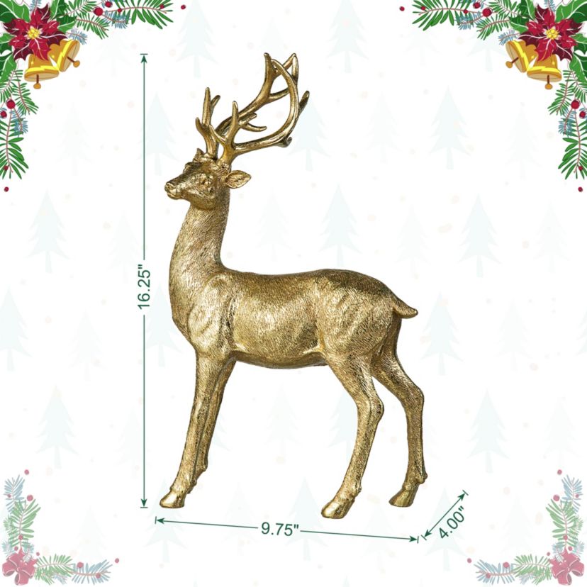 16.25H Resin Christmas Standing Reindeer Table Decor