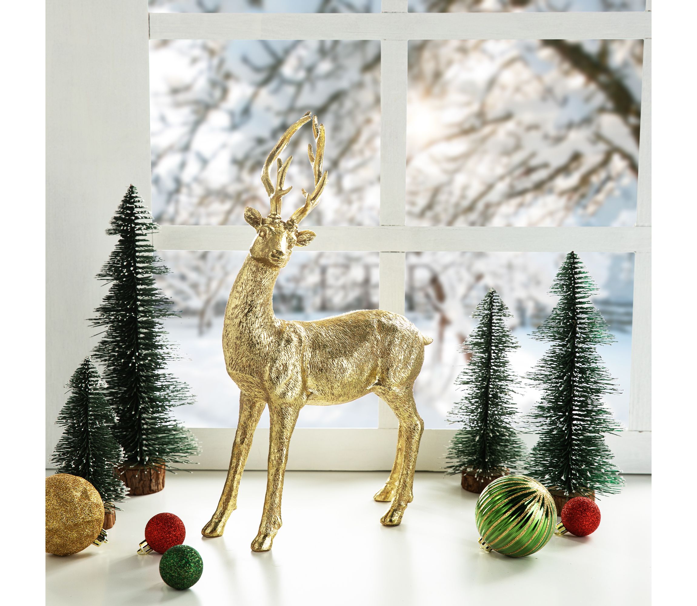 16.25H Resin Christmas Standing Reindeer Table Decor