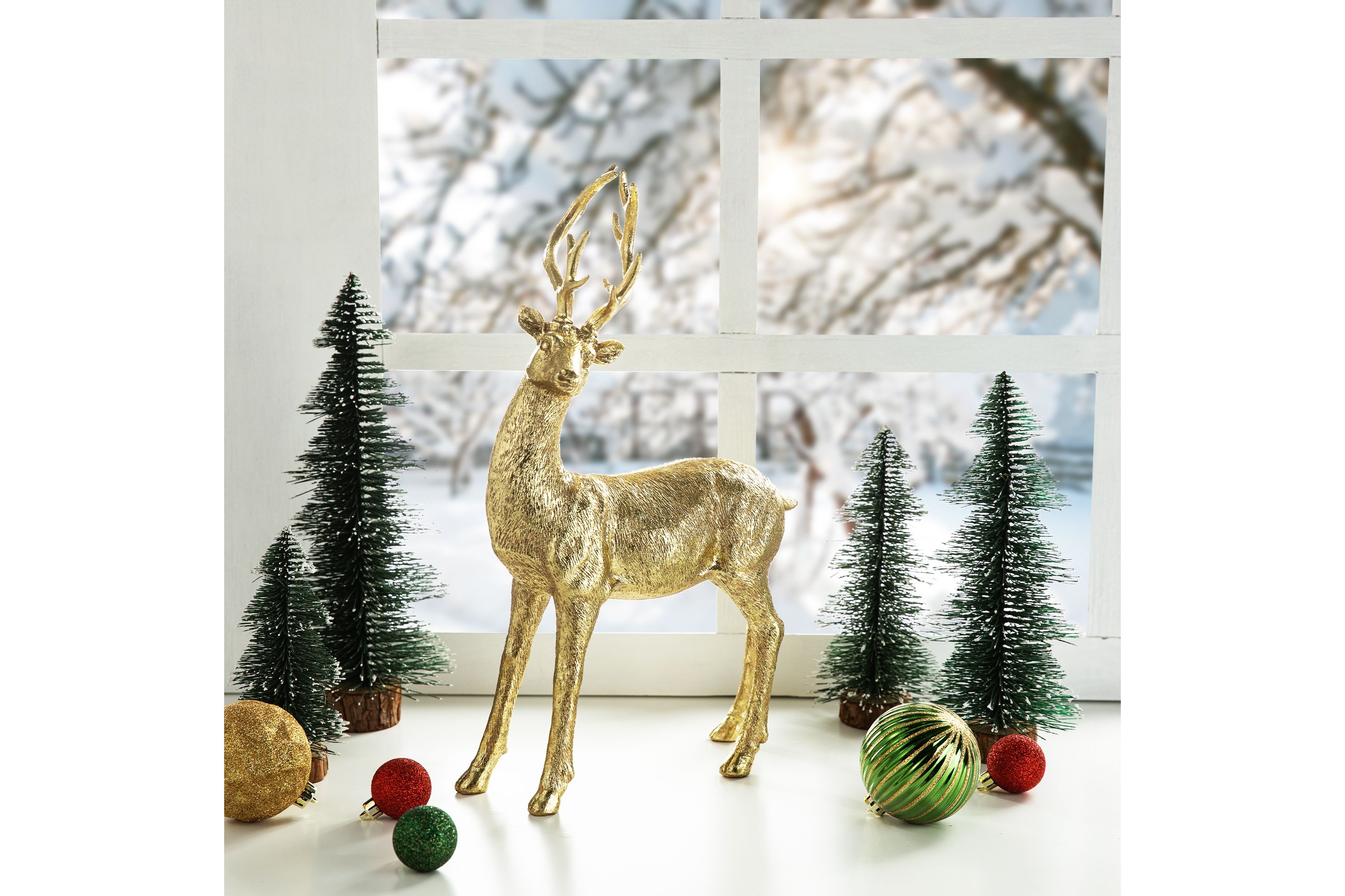 16.25H Resin Christmas Standing Reindeer Table Decor