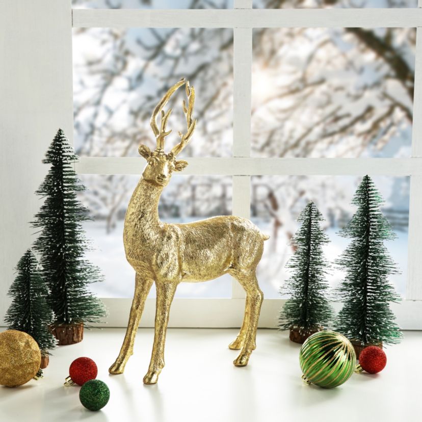 16.25H Resin Christmas Standing Reindeer Table Decor