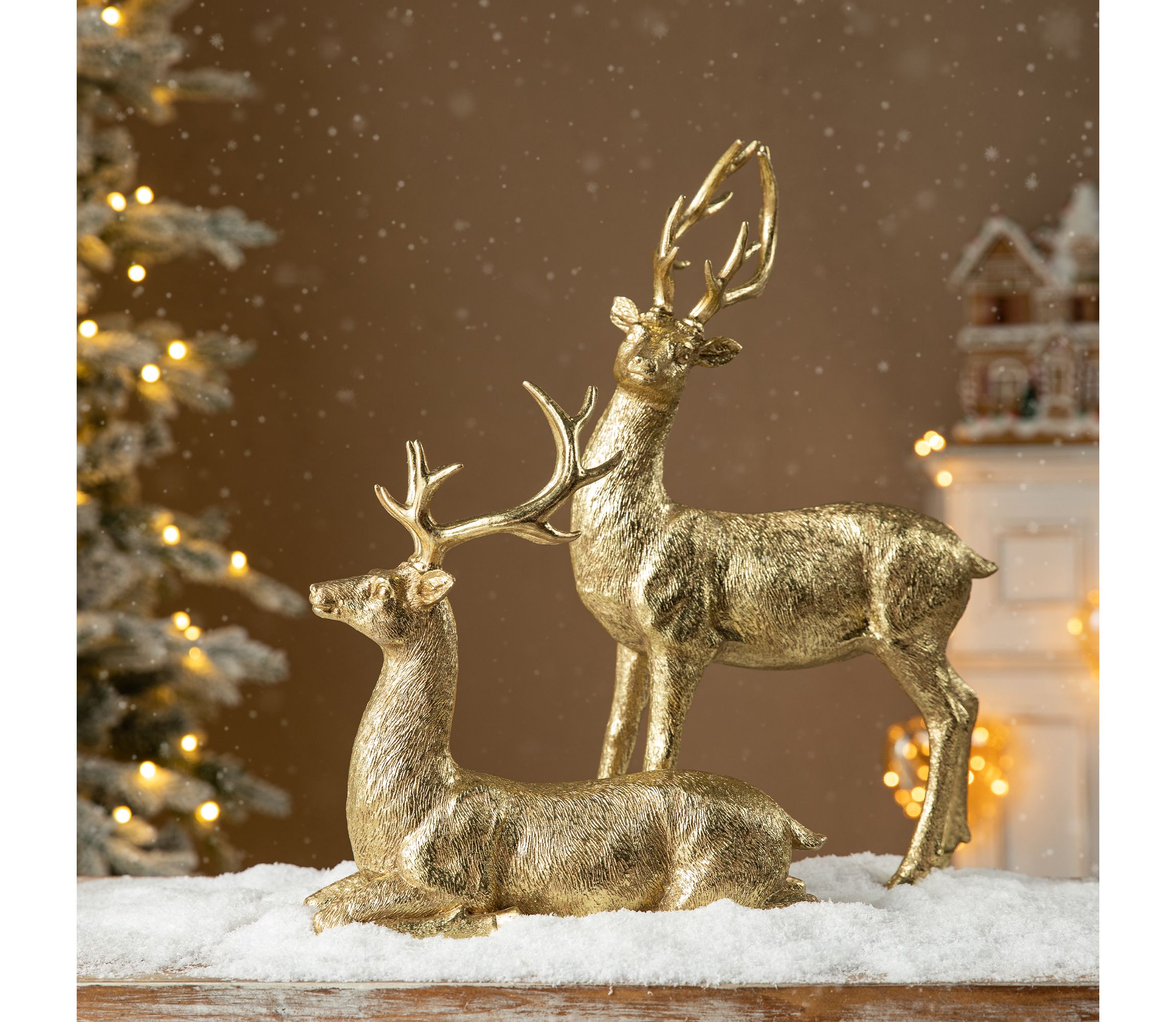 16.25H Resin Christmas Standing Reindeer Table Decor