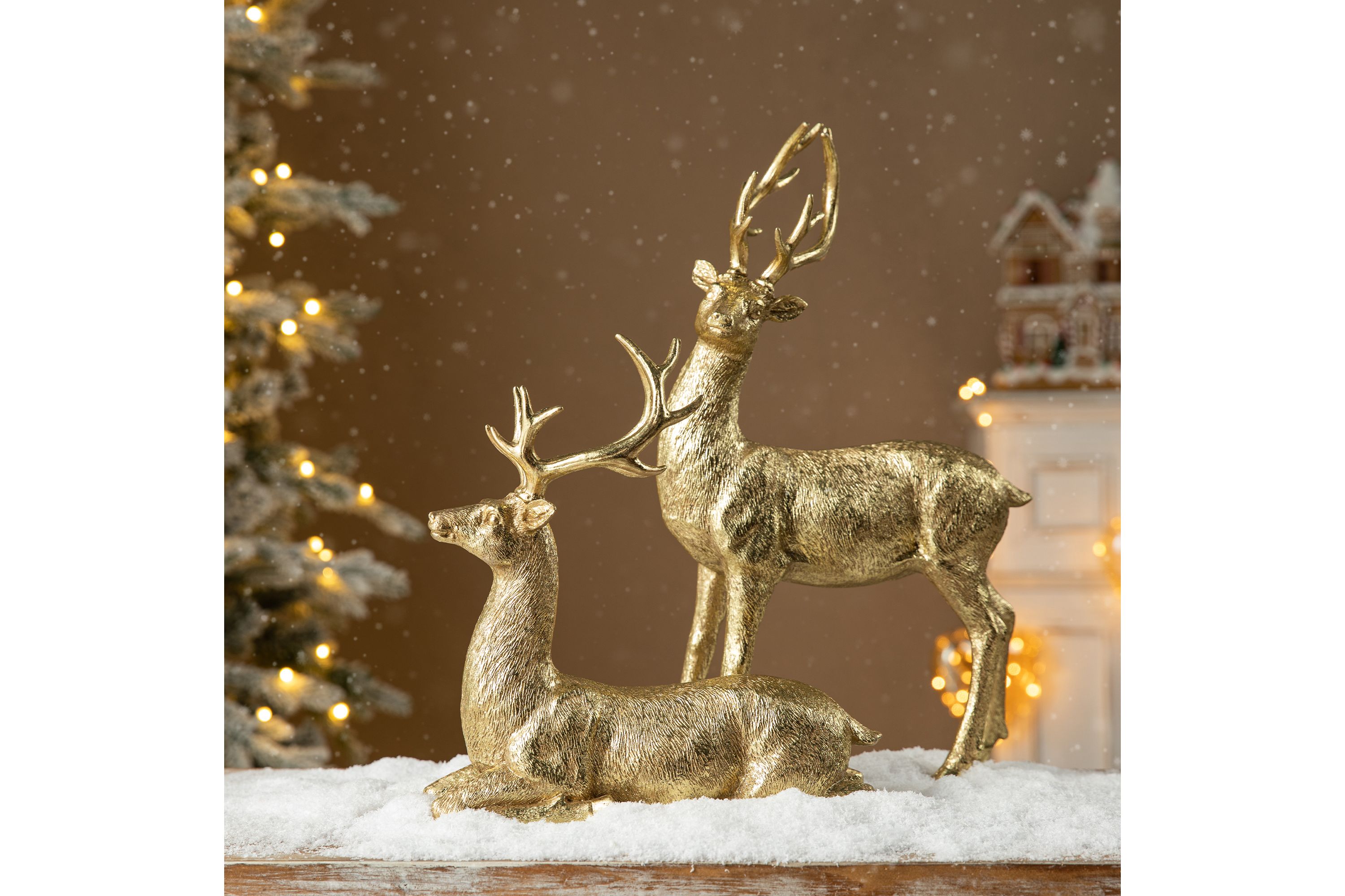 16.25H Resin Christmas Standing Reindeer Table Decor