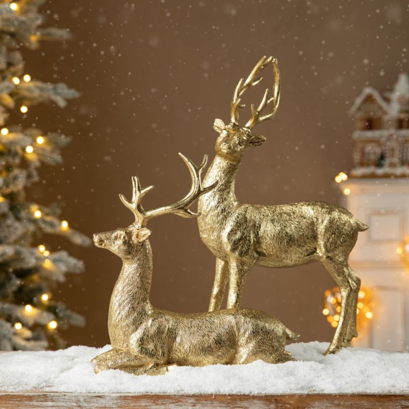 16.25H Resin Christmas Standing Reindeer Table Decor