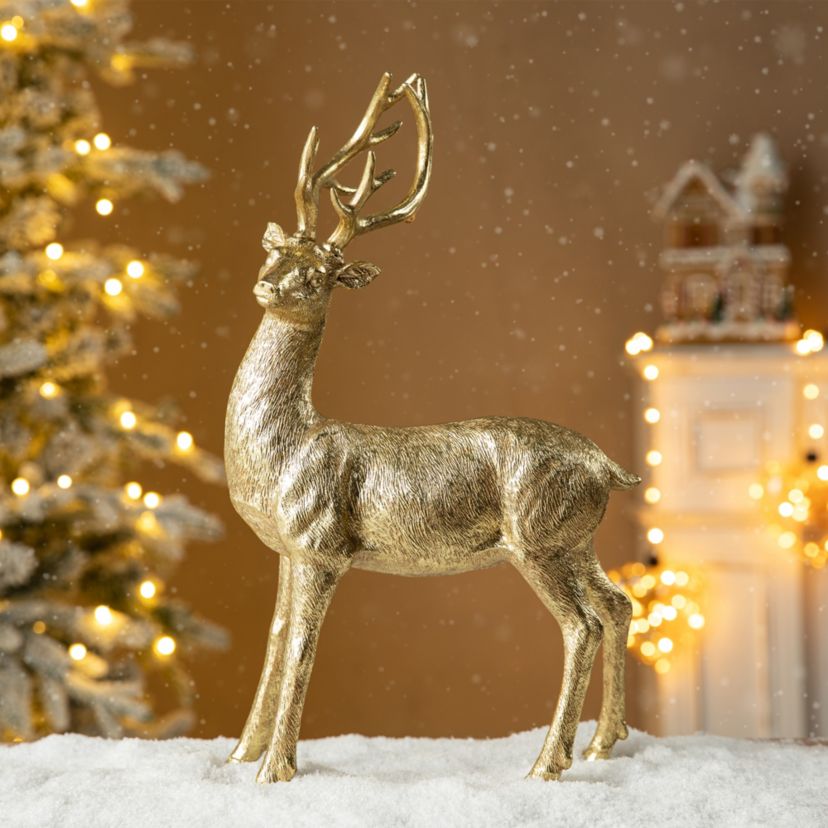 16.25H Resin Christmas Standing Reindeer Table Decor