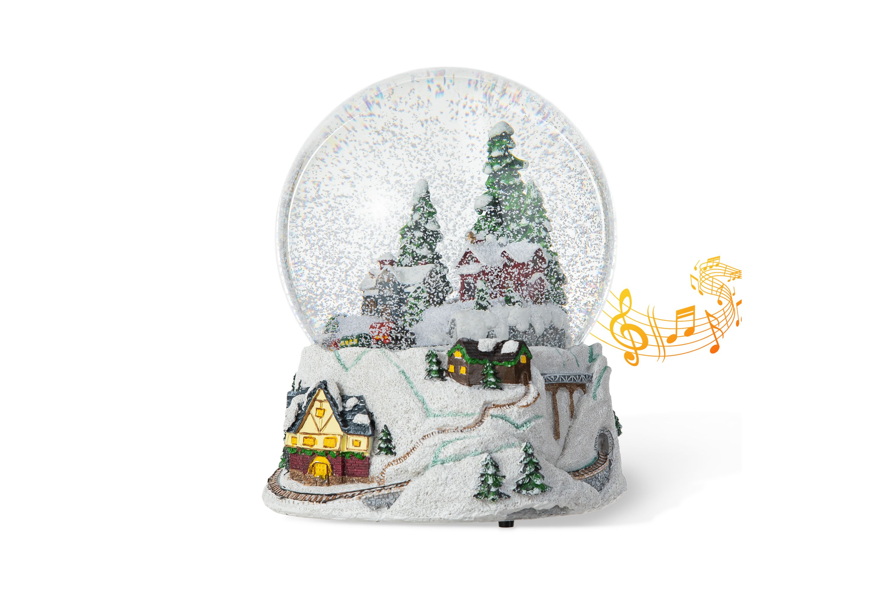 150mm Christmas Oversized Resin Lighted Musical Snowflakes Village Waterglobe