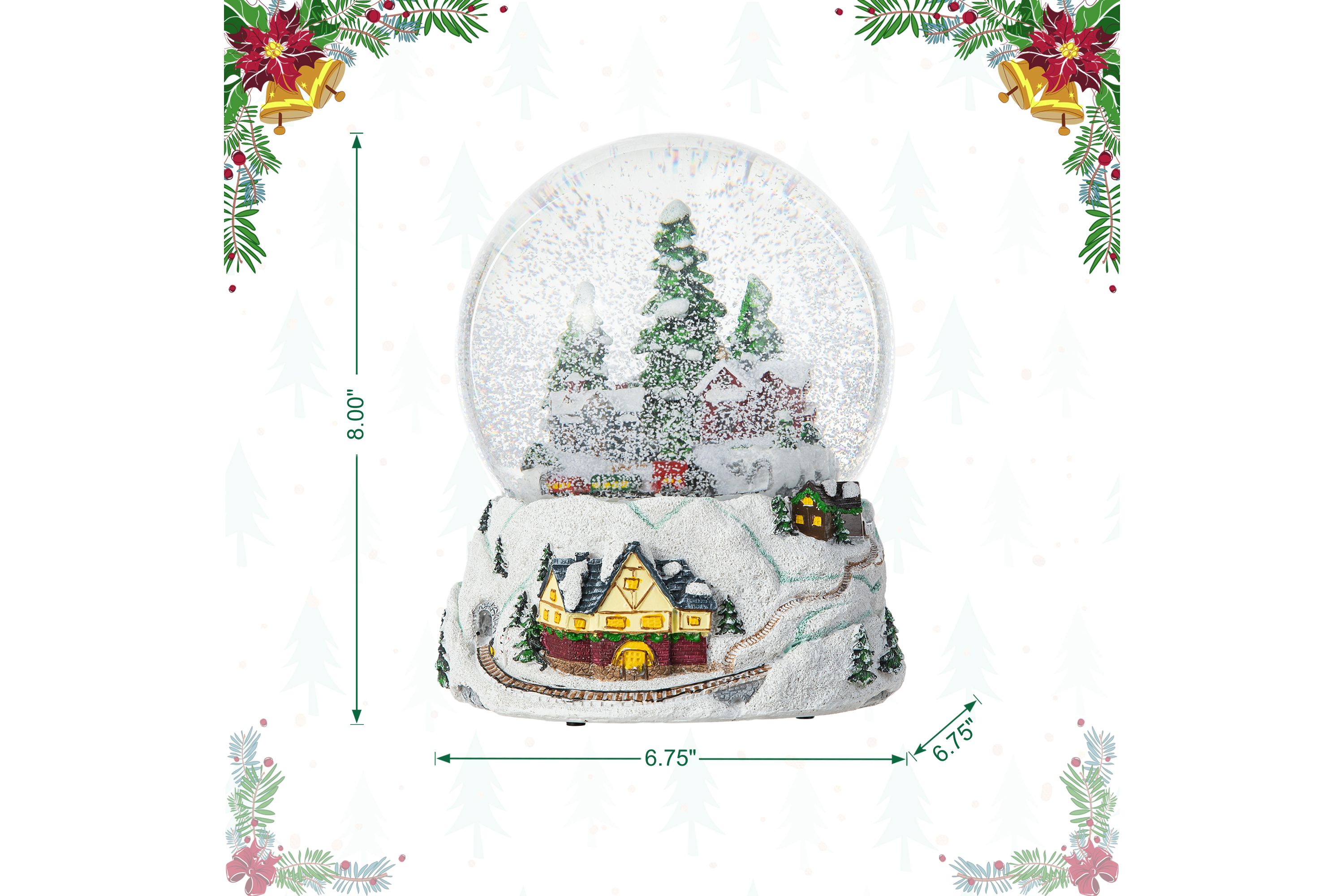150mm Christmas Oversized Resin Lighted Musical Snowflakes Village Waterglobe