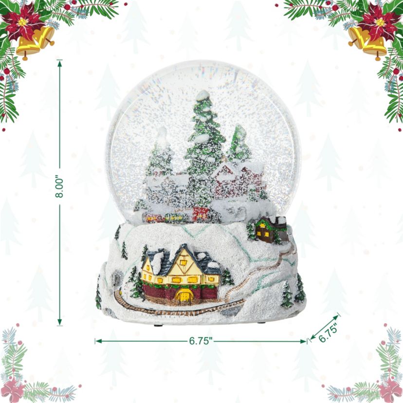 150mm Christmas Oversized Resin Lighted Musical Snowflakes Village Waterglobe